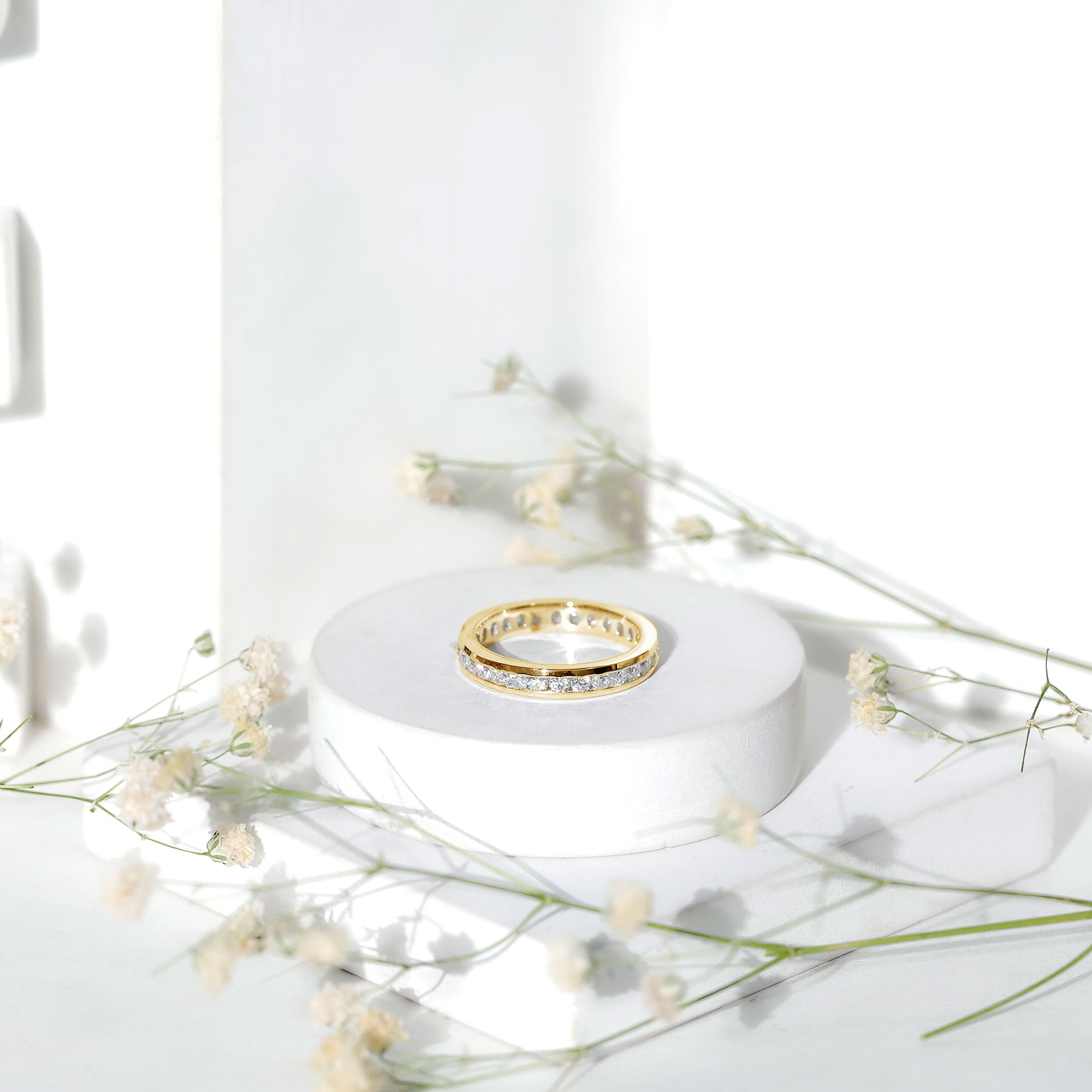 Channel Set Round Moissanite Full Eternity Band Ring D-VS1 - Rosec Jewels