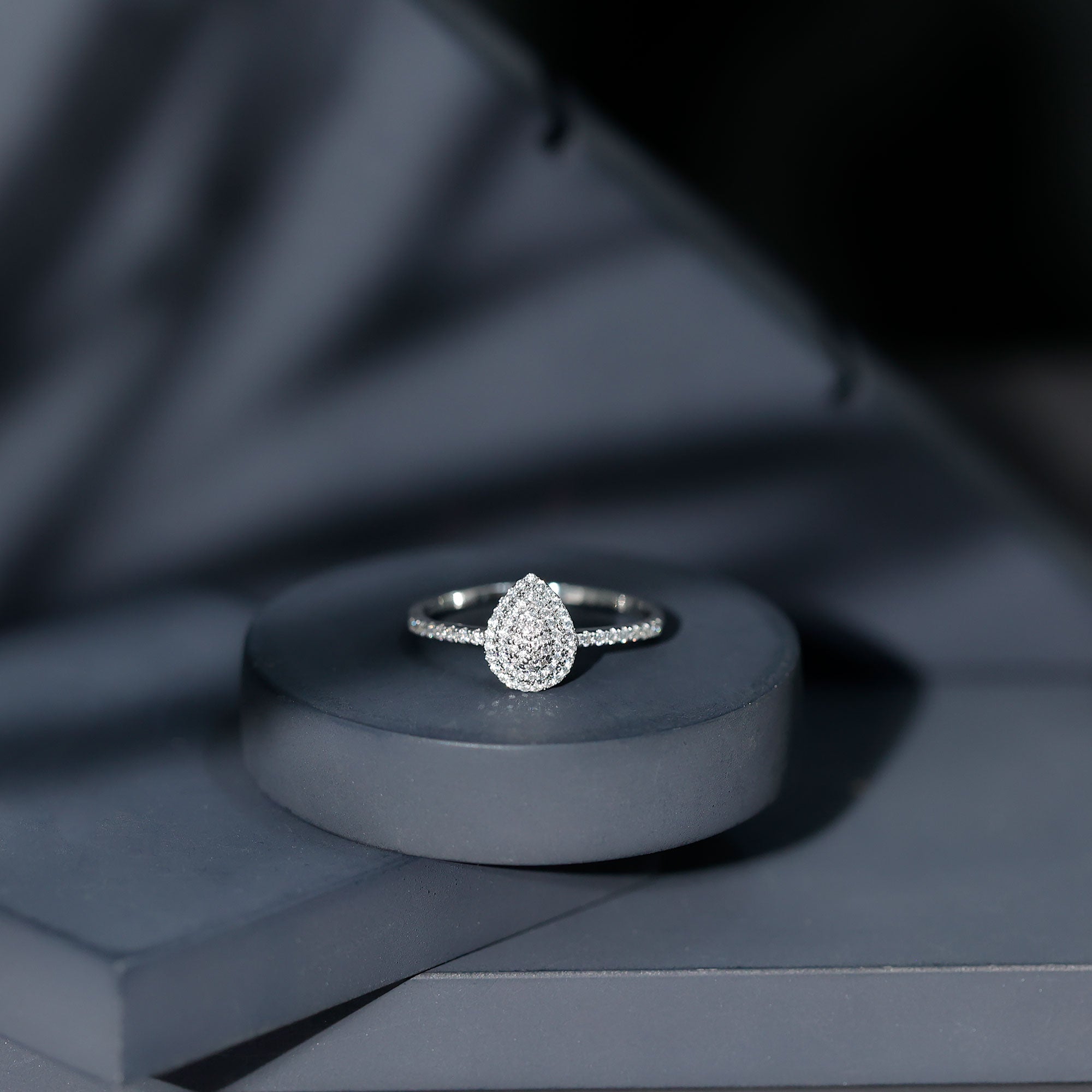 Diamond Pear Shaped Engagement Ring Natural - ( HI-SI ) - Rosec Jewels