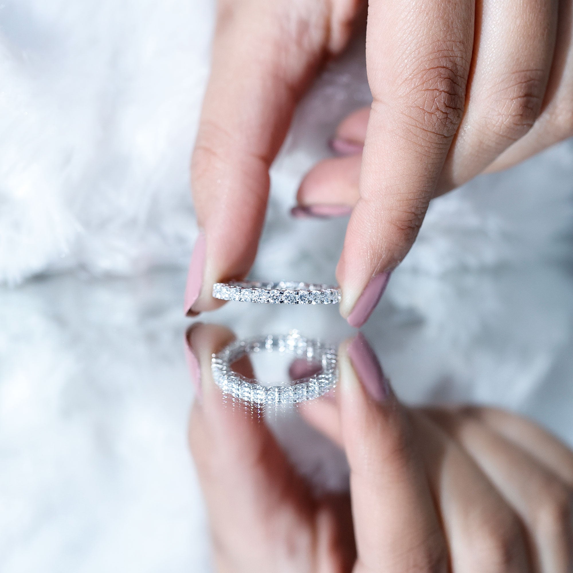 Brilliant Cut Moissanite Eternity Wedding Ring for Women D-VS1 - Rosec Jewels
