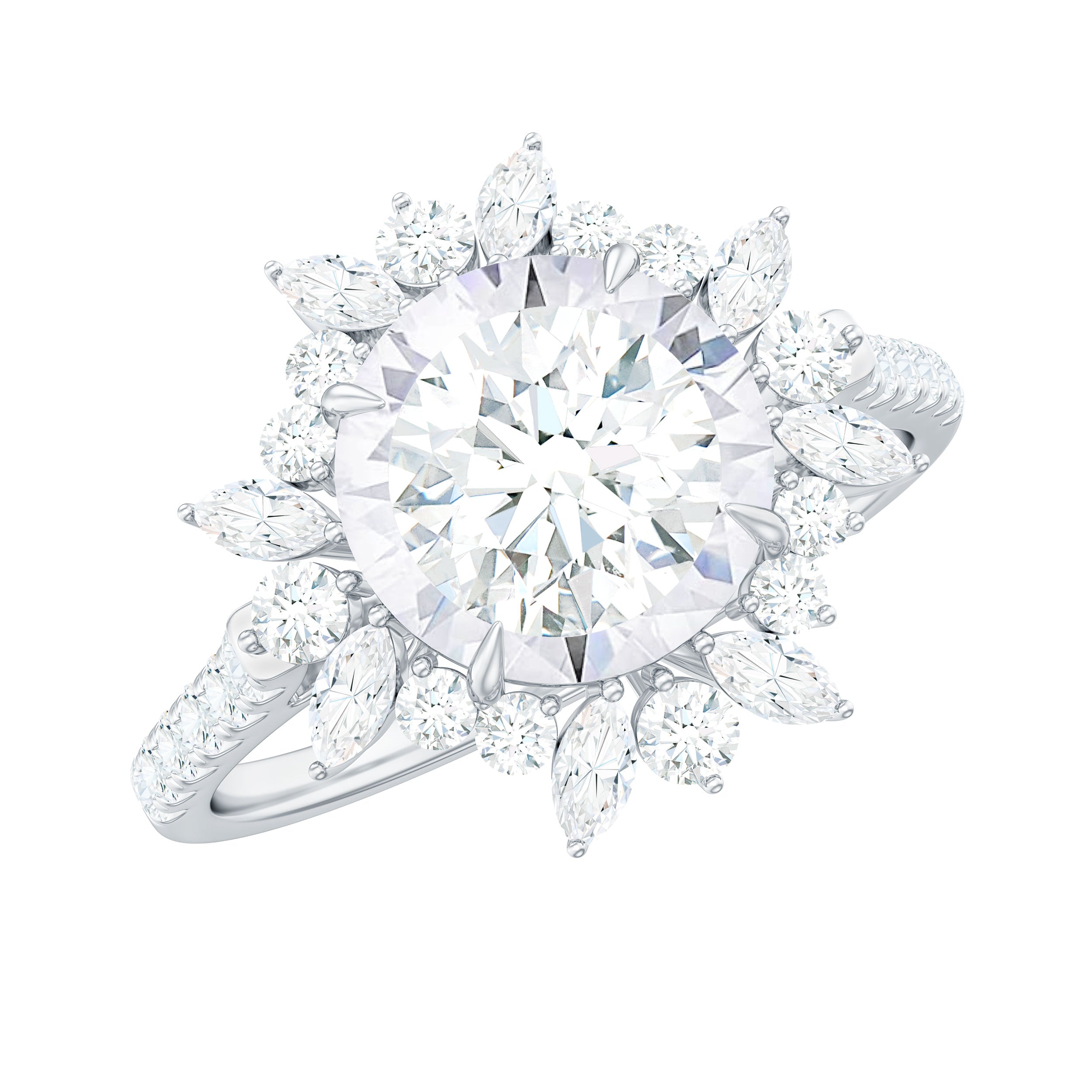 3.25 CT Certified Moissanite Flower Cocktail Ring in Gold