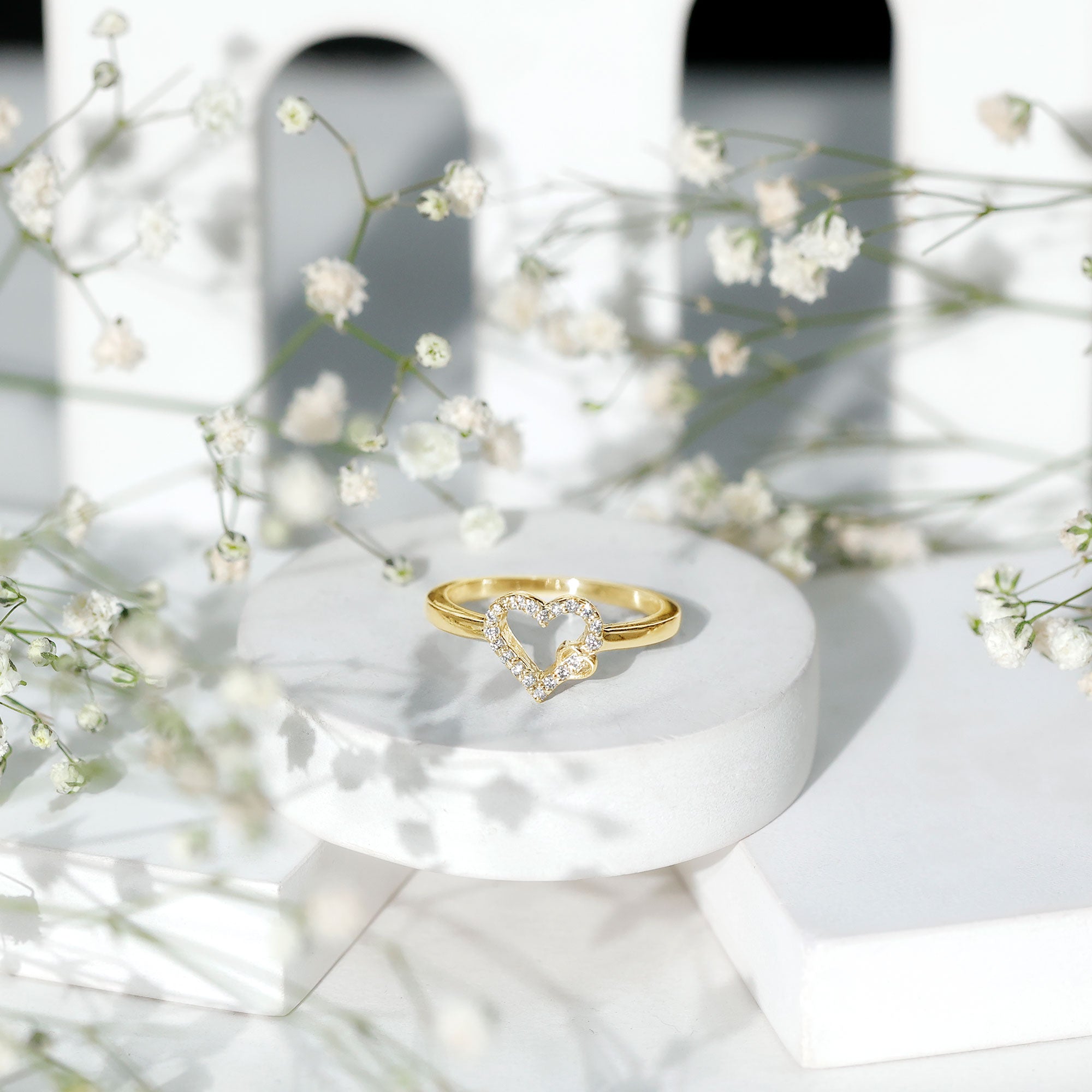 Certified Diamond Open Heart Promise Ring Natural - ( HI-SI ) - Rosec Jewels