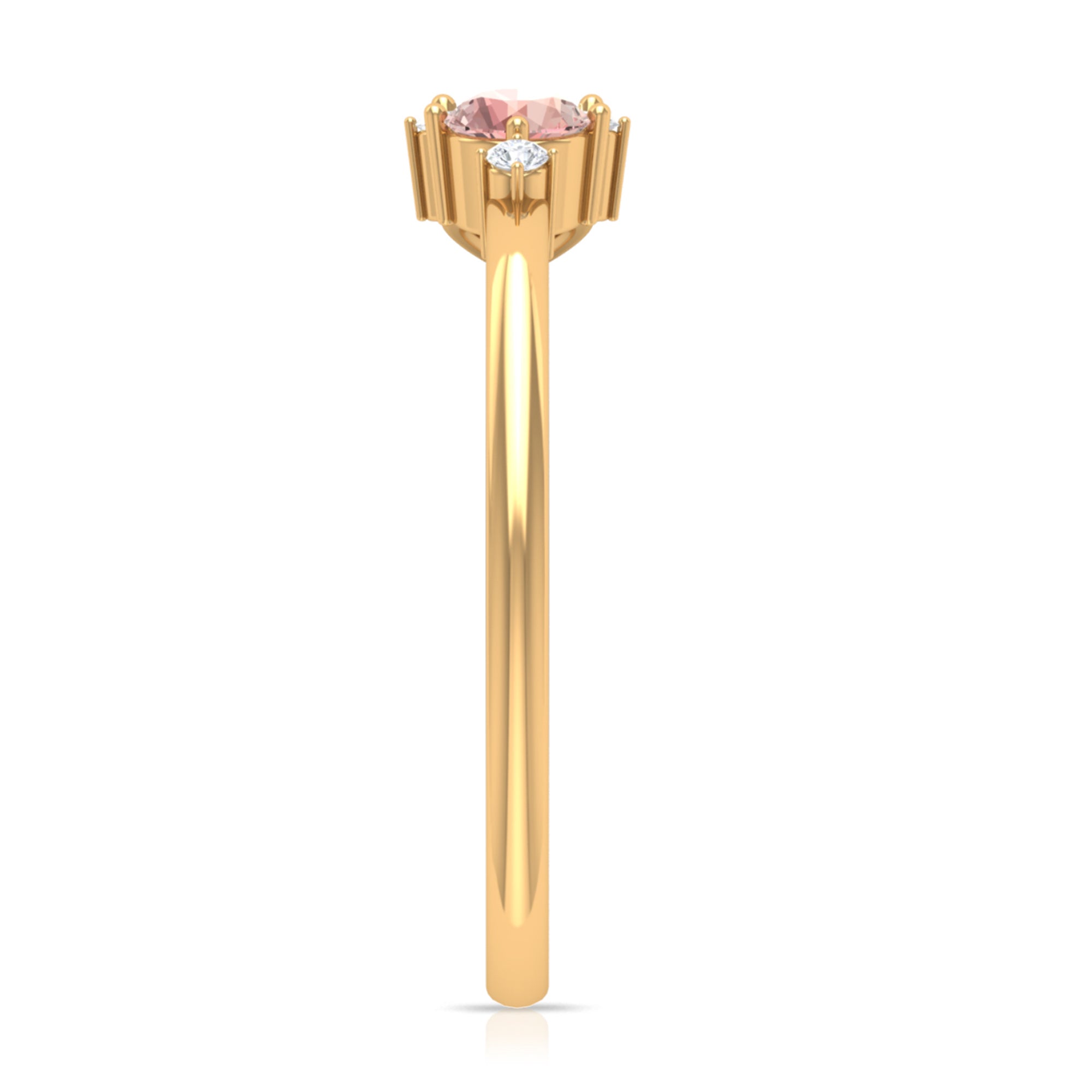 Pink Tourmaline and Moissanite Cluster Promise Ring AAA - Rosec Jewels