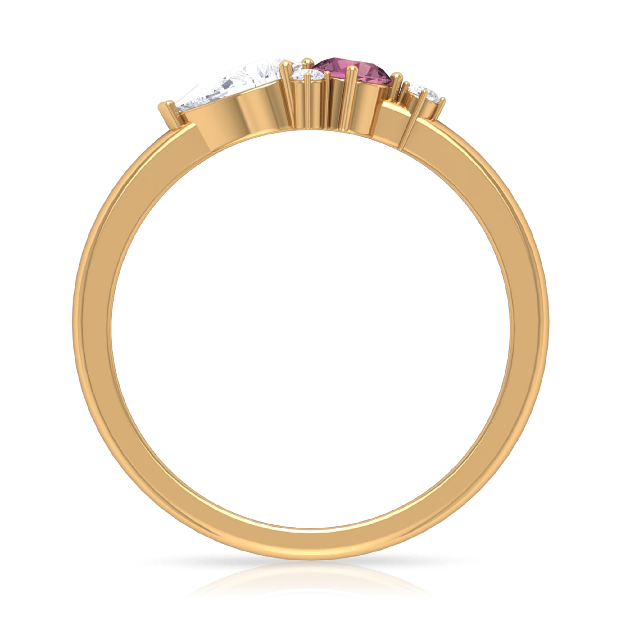 Pink Tourmaline and Moissanite Cluster Promise Ring AAA - Rosec Jewels