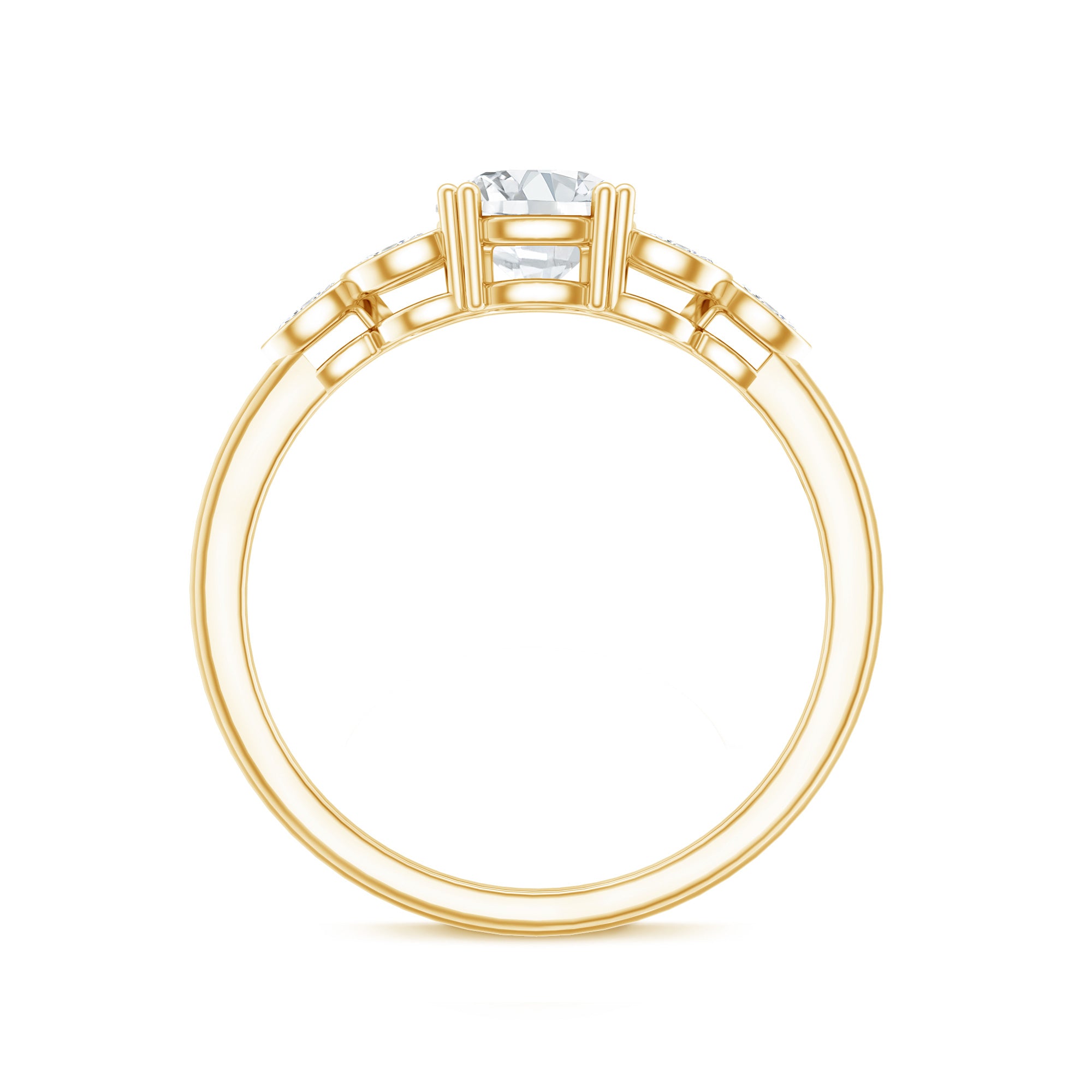 Certified Moissanite Solitaire Engagement Ring with Trio D-VS1 - Rosec Jewels