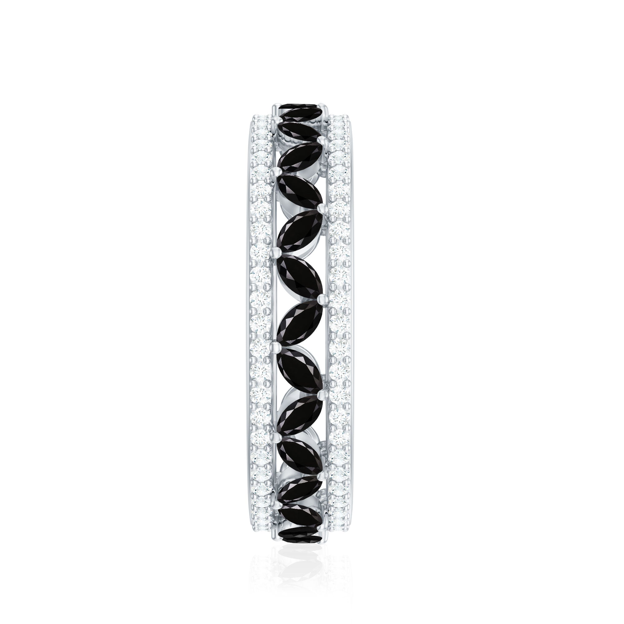 Certified Lab Grown Black Diamond Wedding Band Ring with Moissanite AAAA ( Synthetic ) - Rosec Jewels