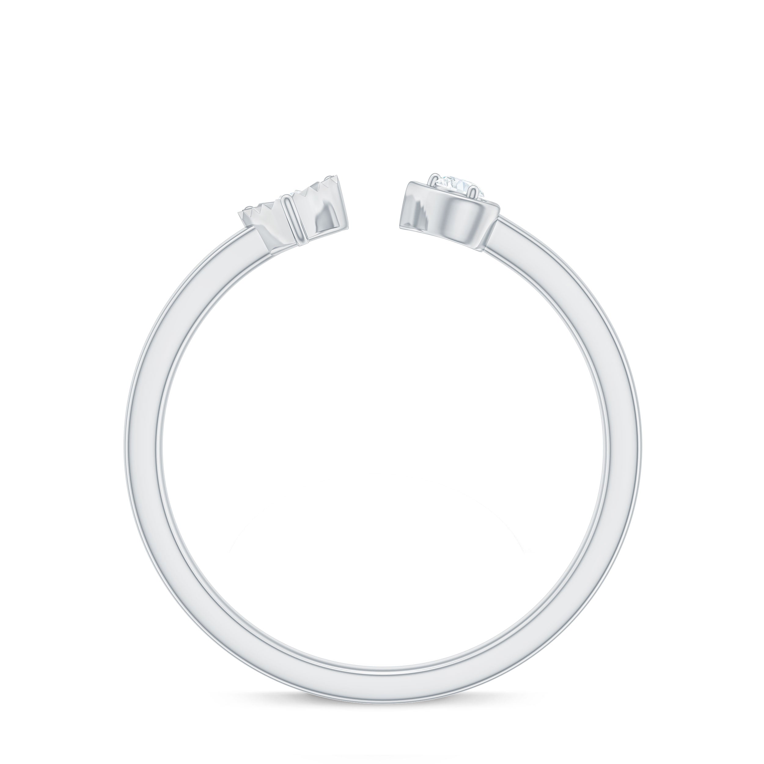 Certified Real Diamond Heart Promise Ring in Cuff Style Natural - ( HI-SI ) - Rosec Jewels