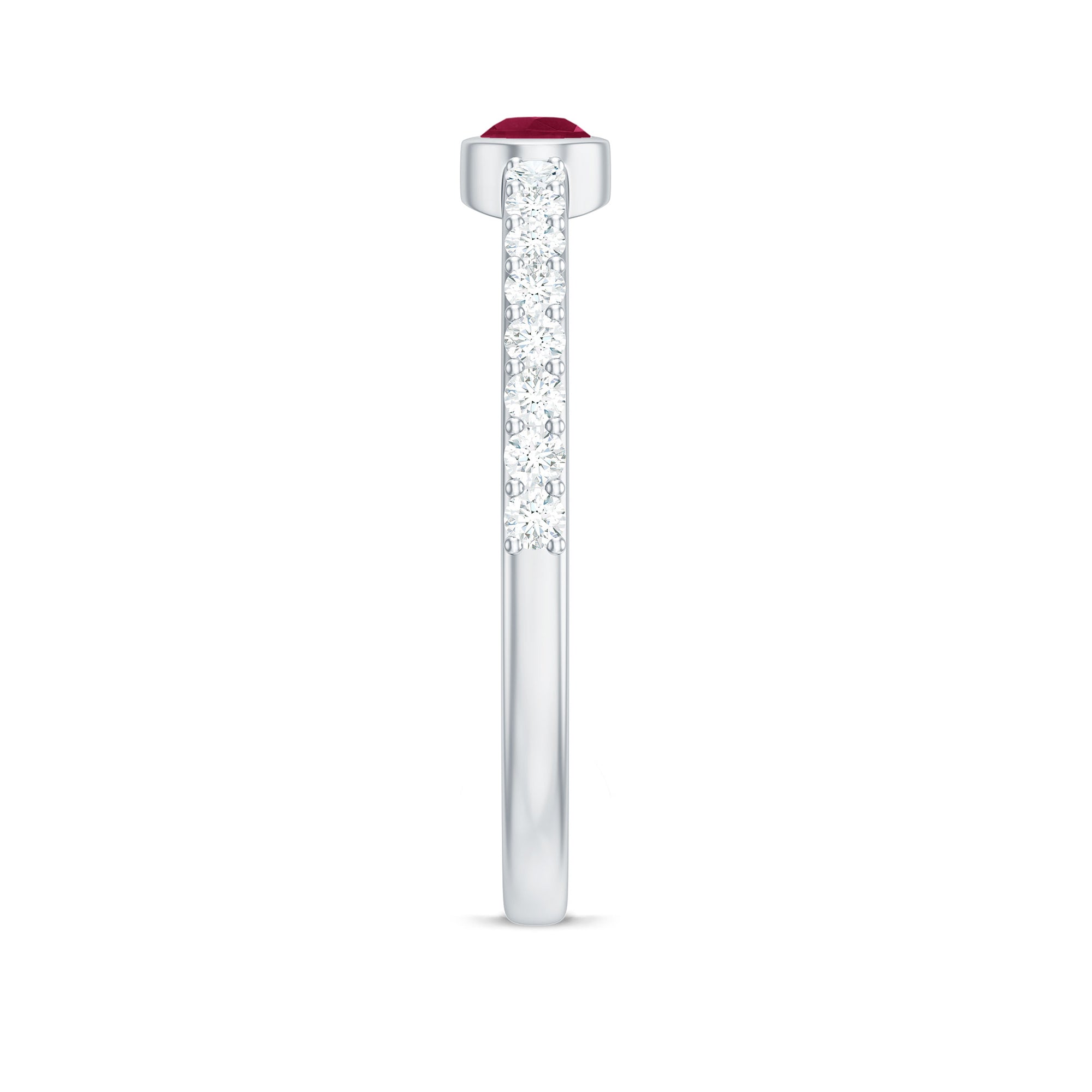 East West Style Pear Shape Ruby Promise Ring with Diamond AAA - Rosec Jewels