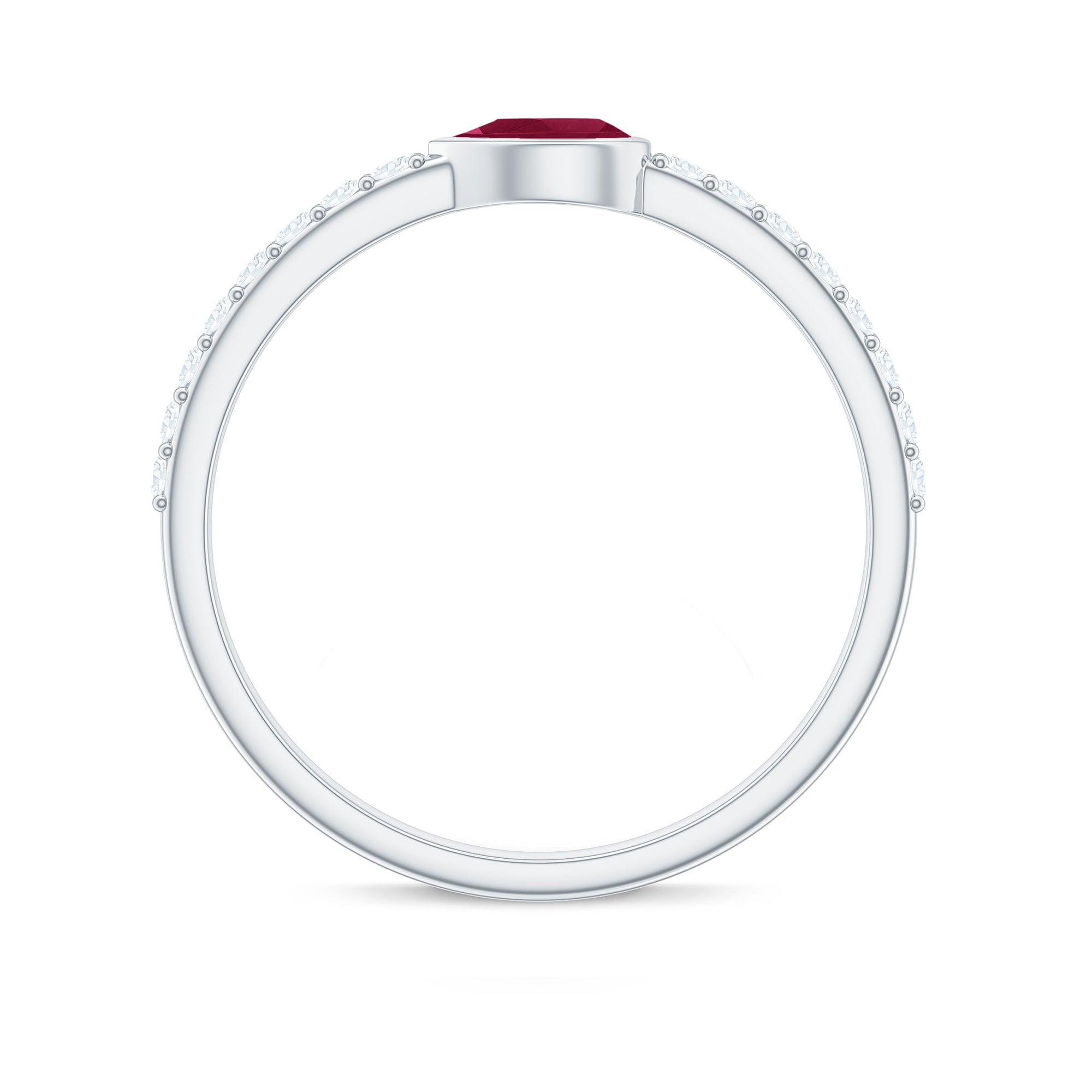 East West Style Pear Shape Ruby Promise Ring with Diamond AAA - Rosec Jewels