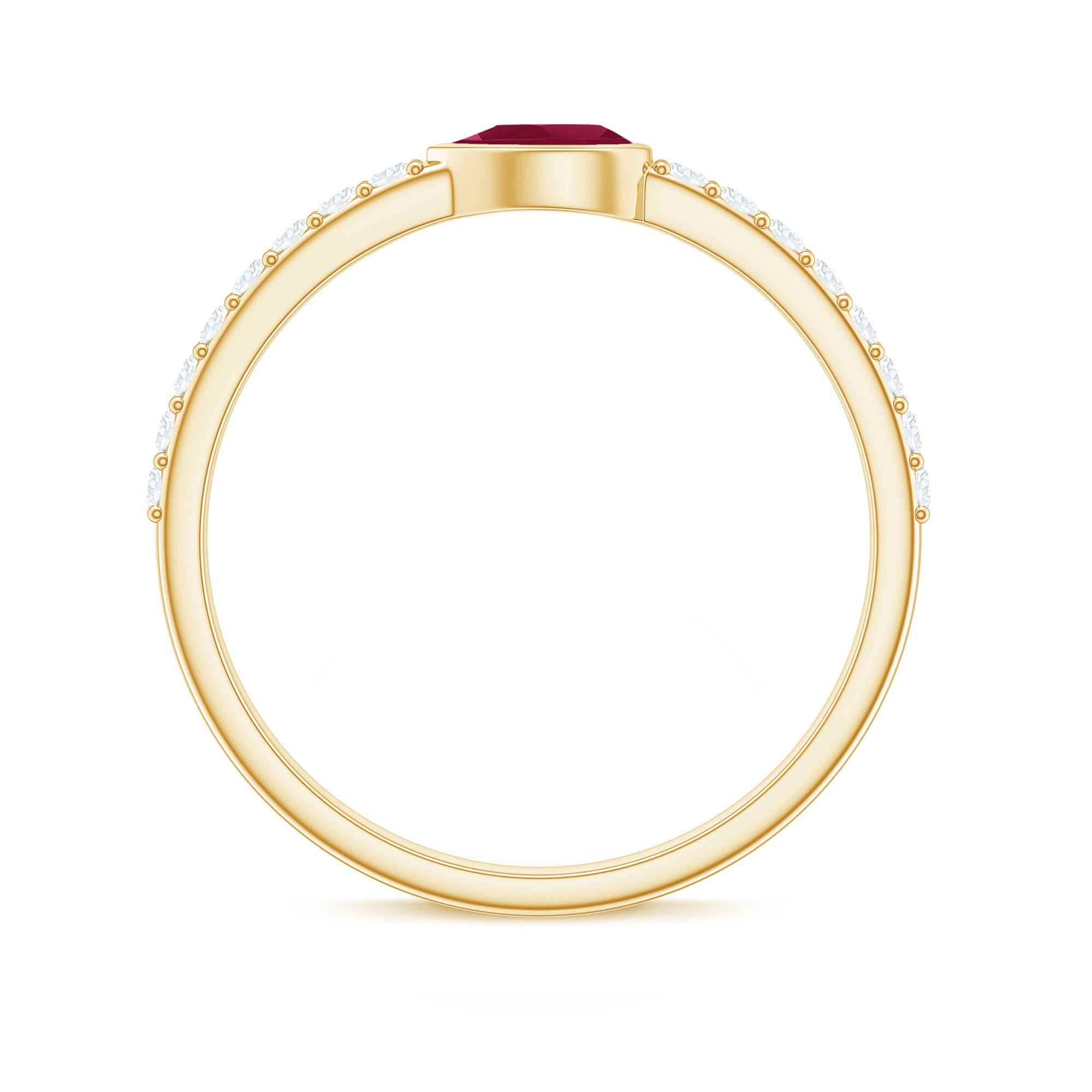 East West Style Pear Shape Ruby Promise Ring with Diamond AAA - Rosec Jewels