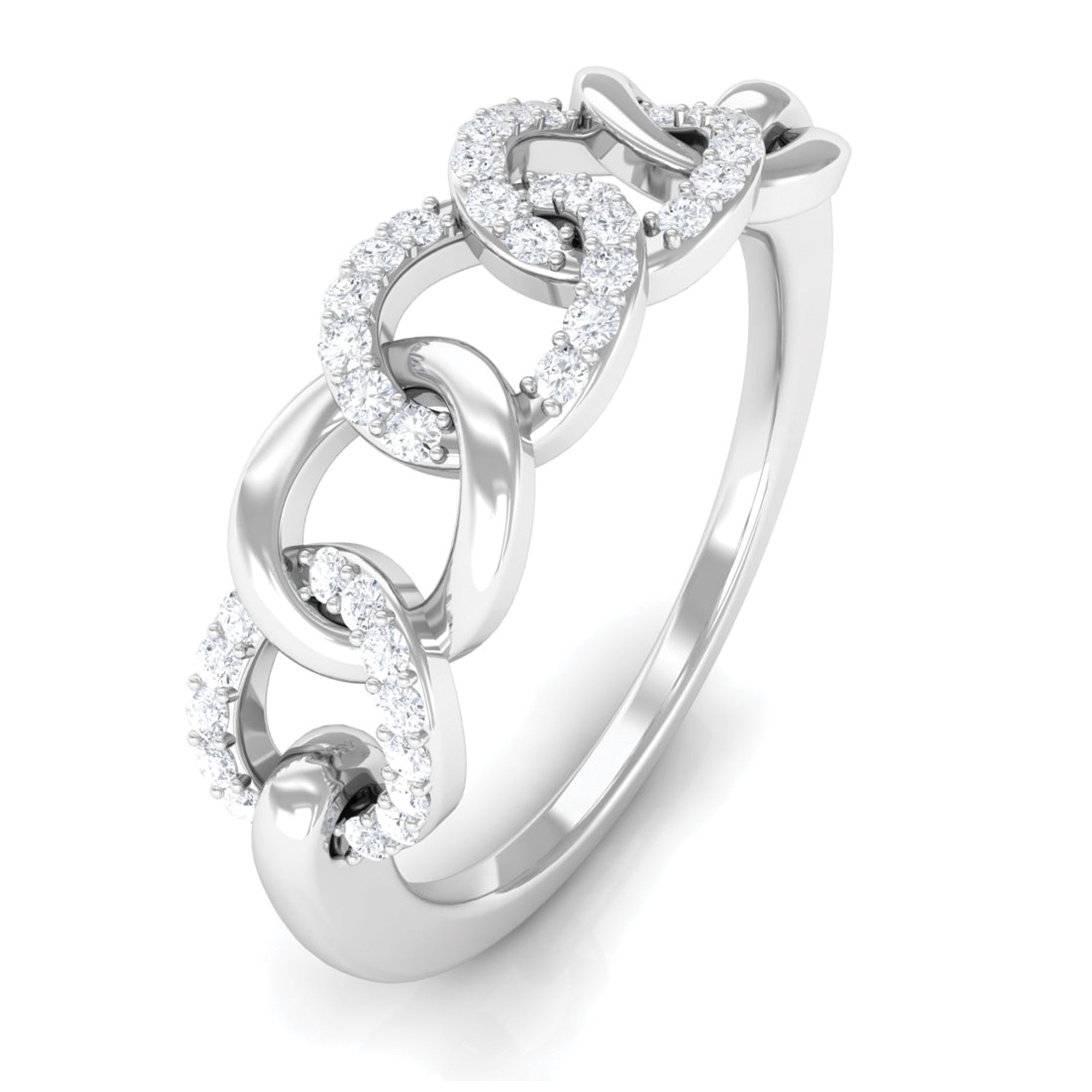 Contemporary Diamond Interlock Ring with Certificate Natural - ( HI-SI ) - Rosec Jewels