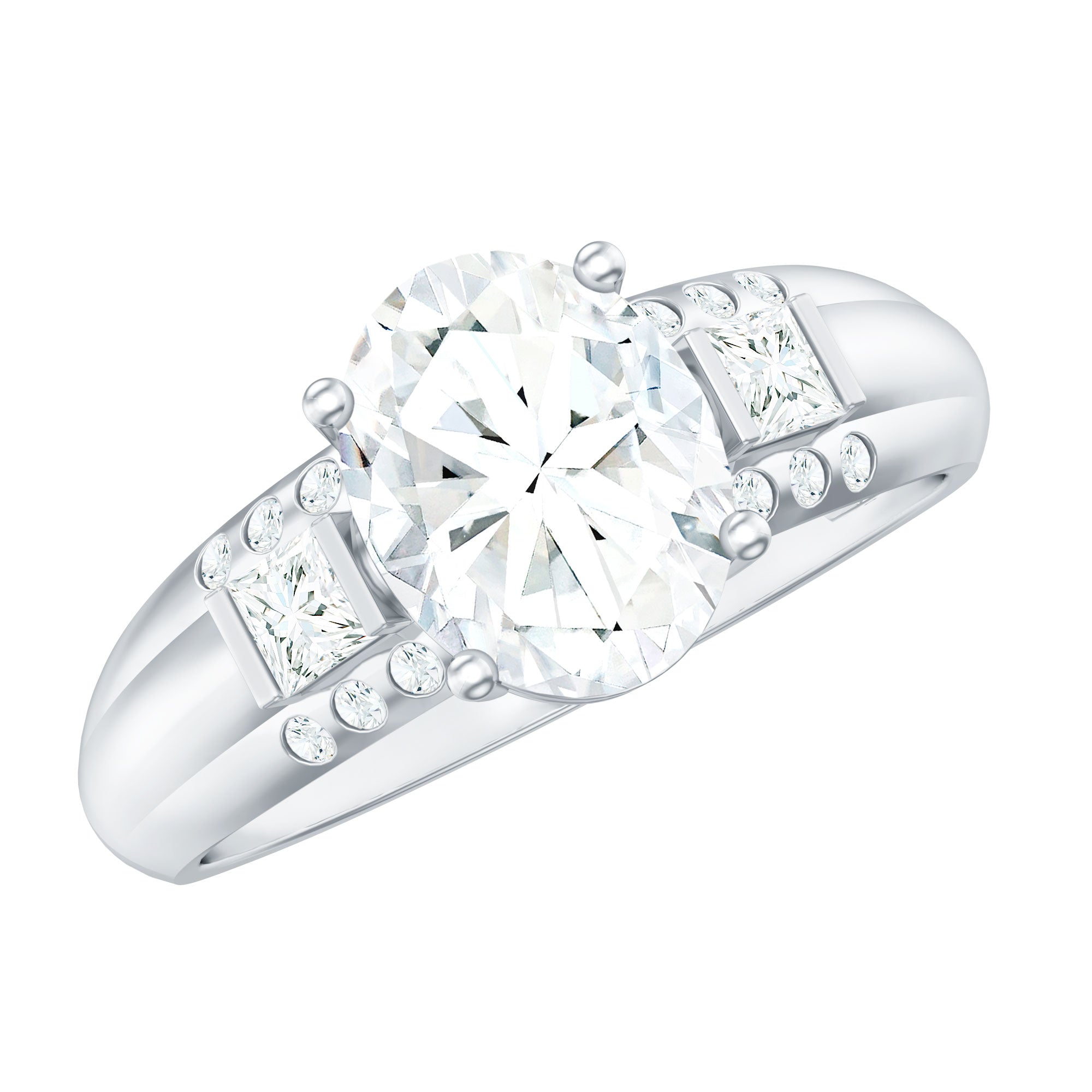 Oval Cubic Zirconia Solitaire Engagement Ring