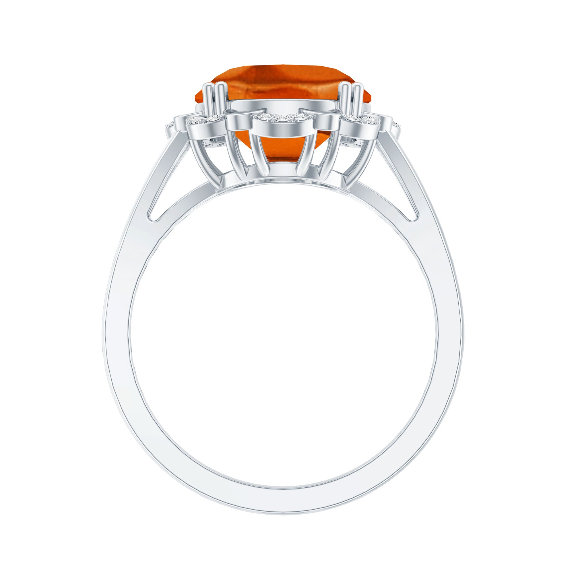 Certified 6 Carat Lab Grown Orange Sapphire Oval Engagement Ring with Diamond AAAA - Rosec Jewels