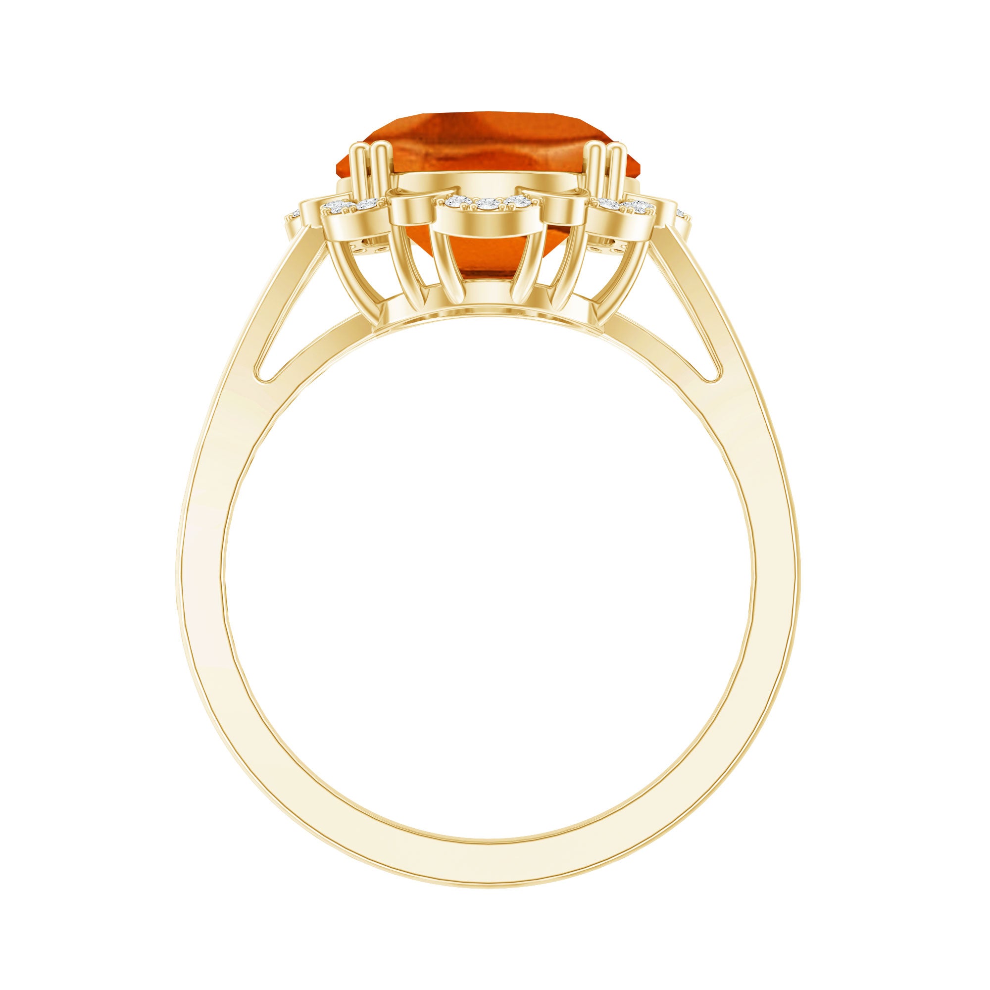 Certified 6 Carat Lab Grown Orange Sapphire Oval Engagement Ring with Diamond AAAA - Rosec Jewels