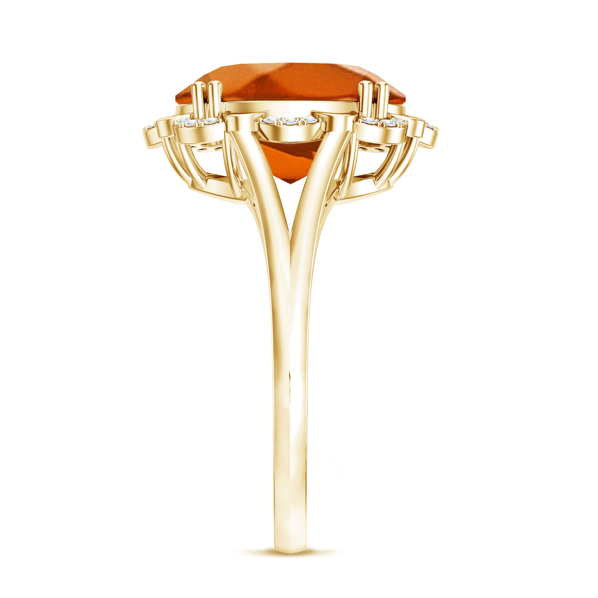 Certified 6 Carat Lab Grown Orange Sapphire Oval Engagement Ring with Diamond AAAA - Rosec Jewels
