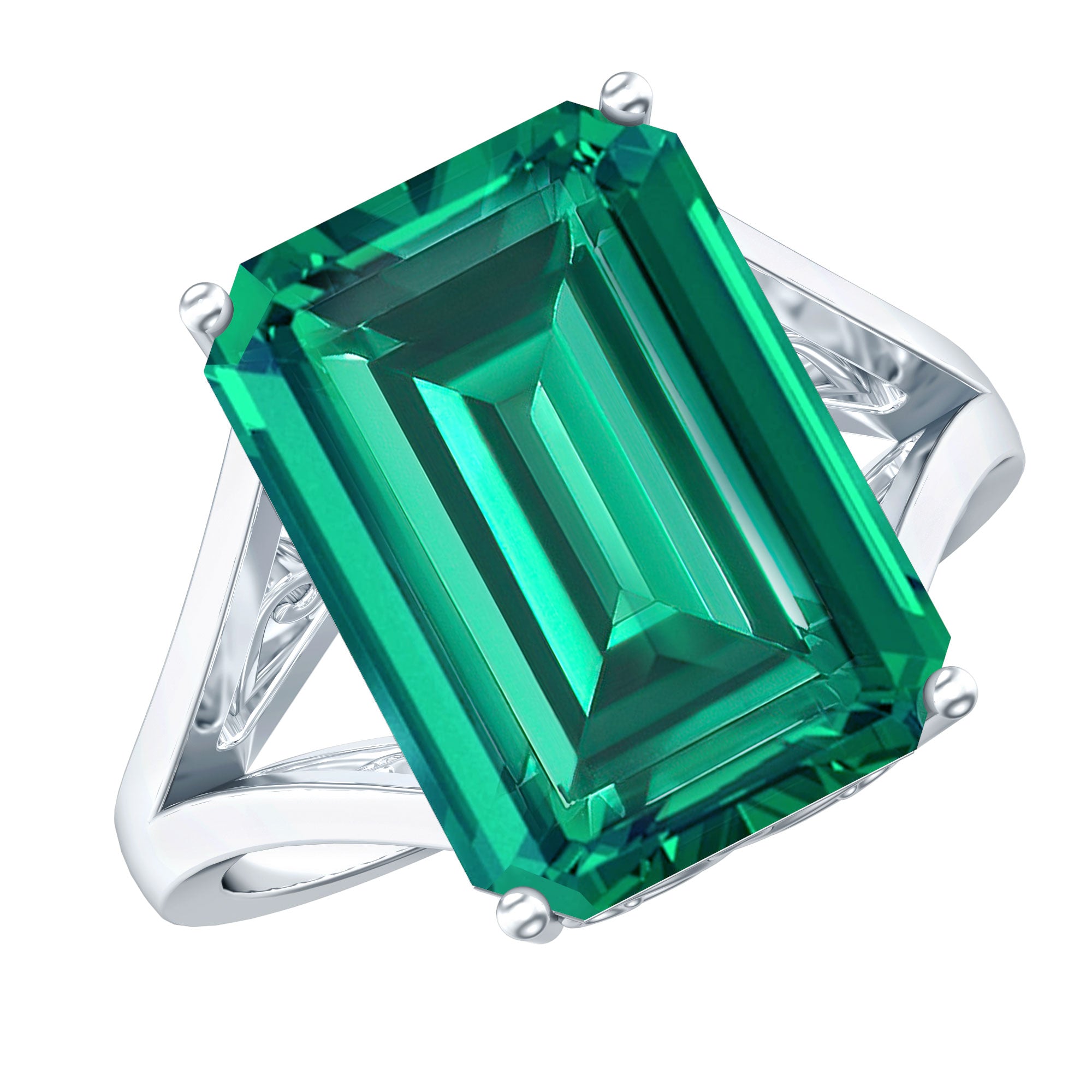 Lab Created Emerald Solitaire Engagement Ring