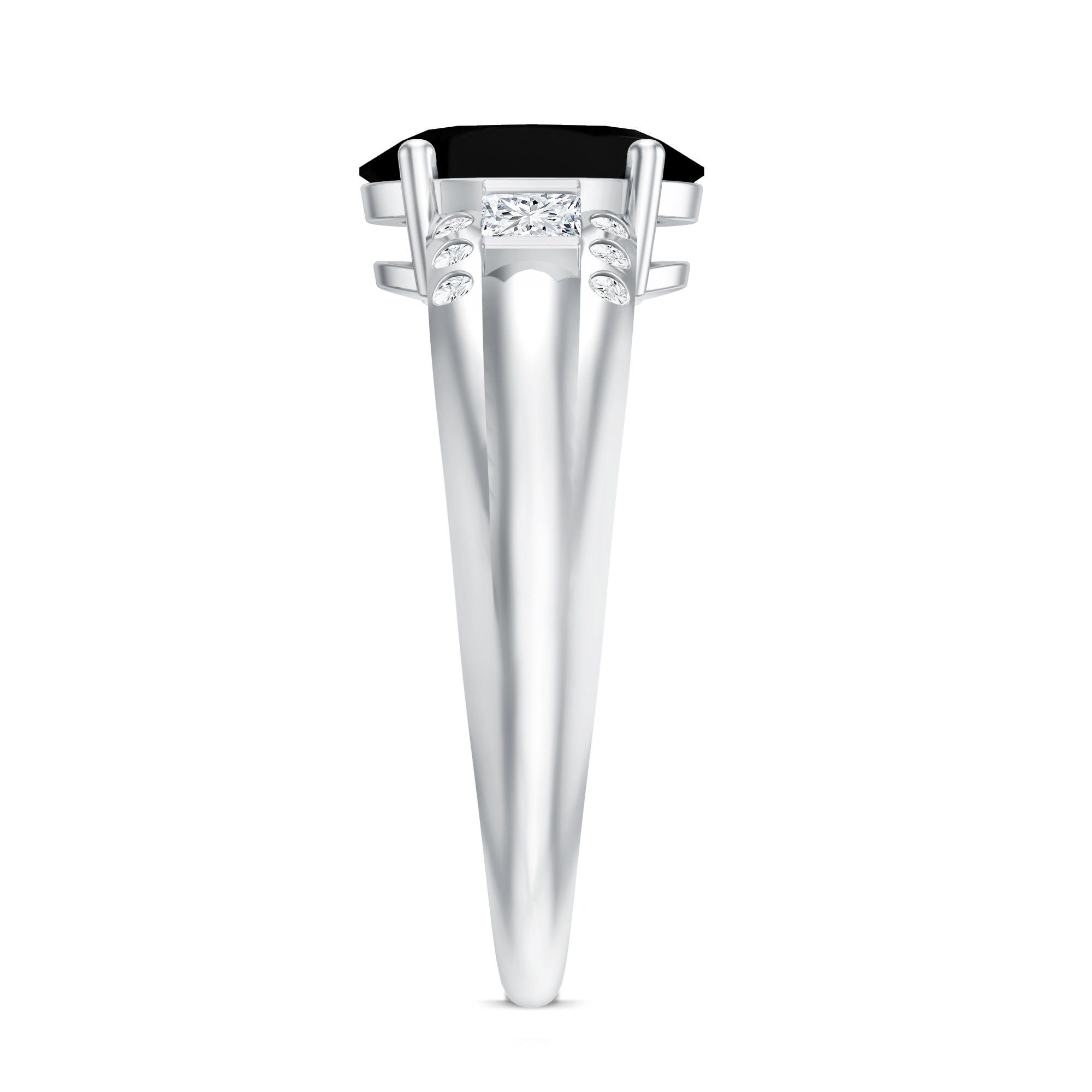 Certified 4.2 Carat Lab Grown Black and White Diamond Statement Engagement Ring AAAA ( Synthetic ) - Rosec Jewels