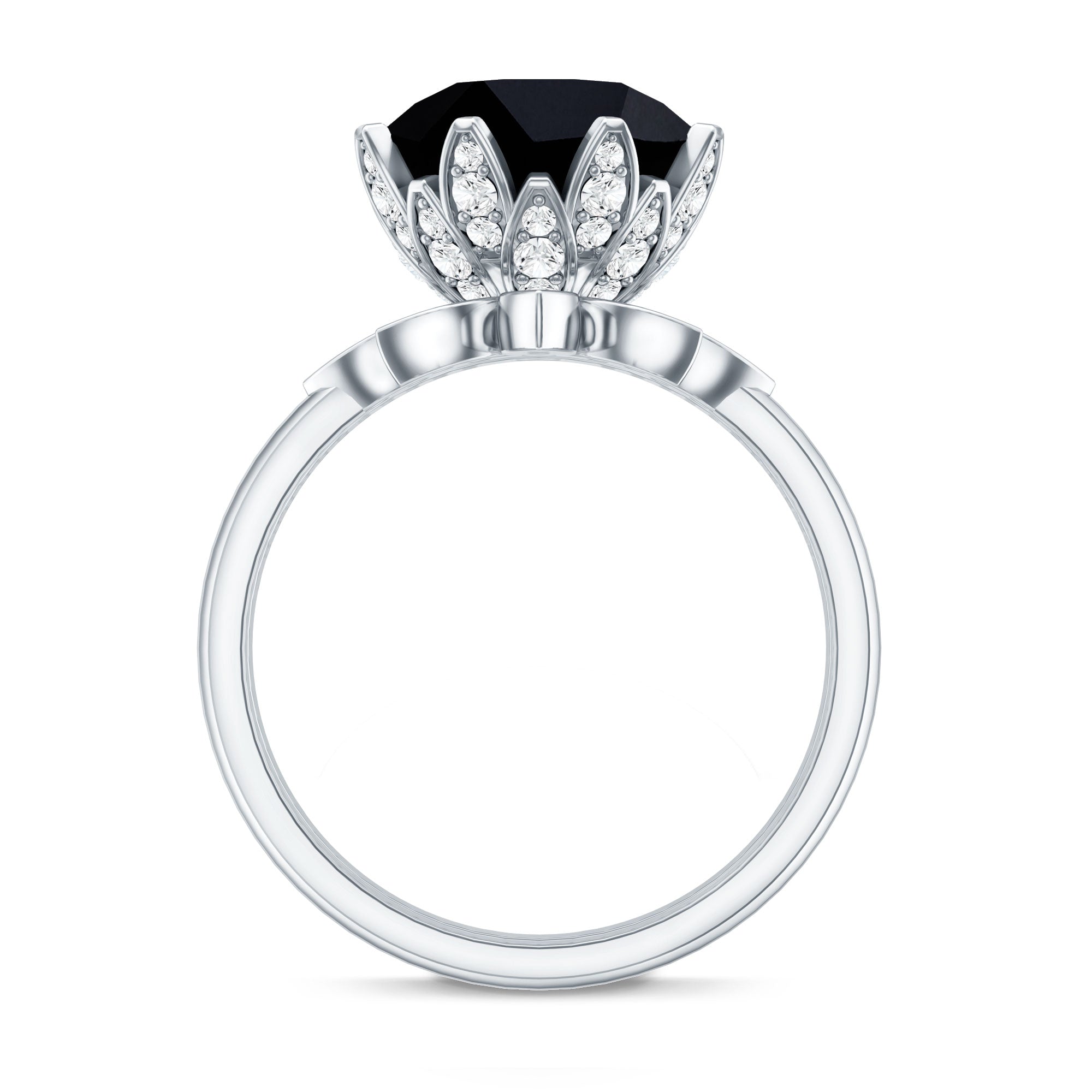 Nature Inspired 4.5 Carat Lab Grown Black and White Diamond Wedding Engagement Ring Set AAAA ( Synthetic ) - Rosec Jewels