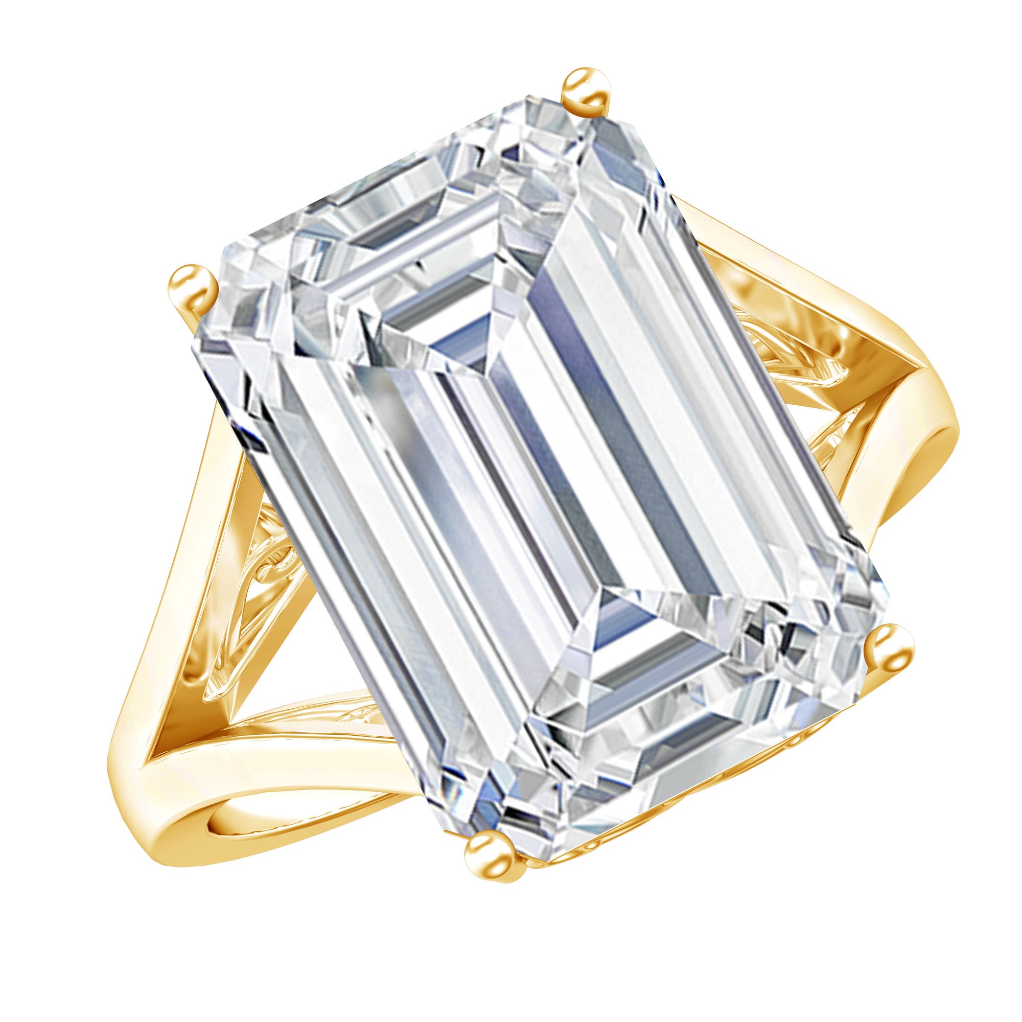 Certified 10X14 MM Emerald Cut Moissanite Engagement Ring for Women D-VS1 - Rosec Jewels