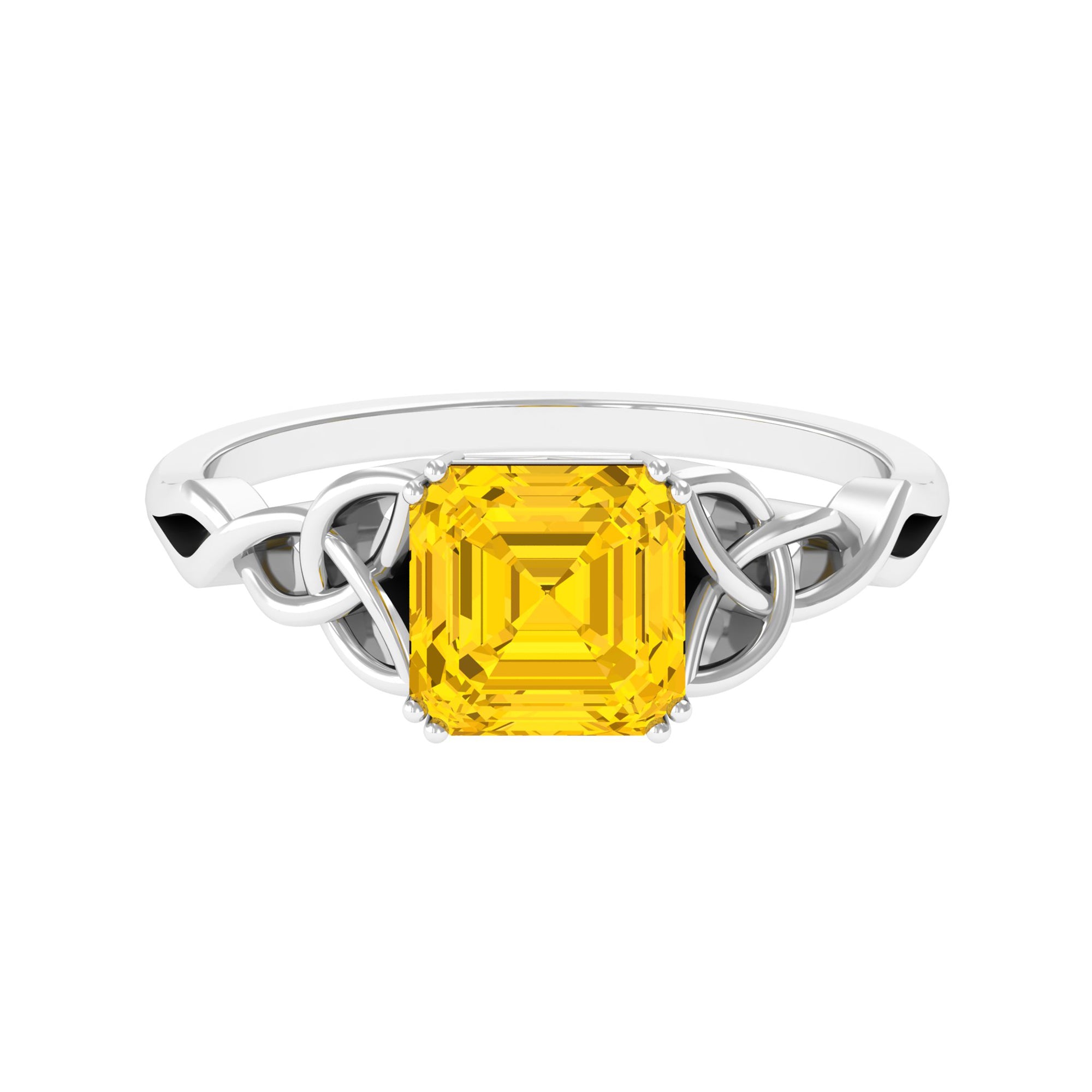 Certified Lab Grown Yellow Sapphire Celtic Solitaire Engagement Ring