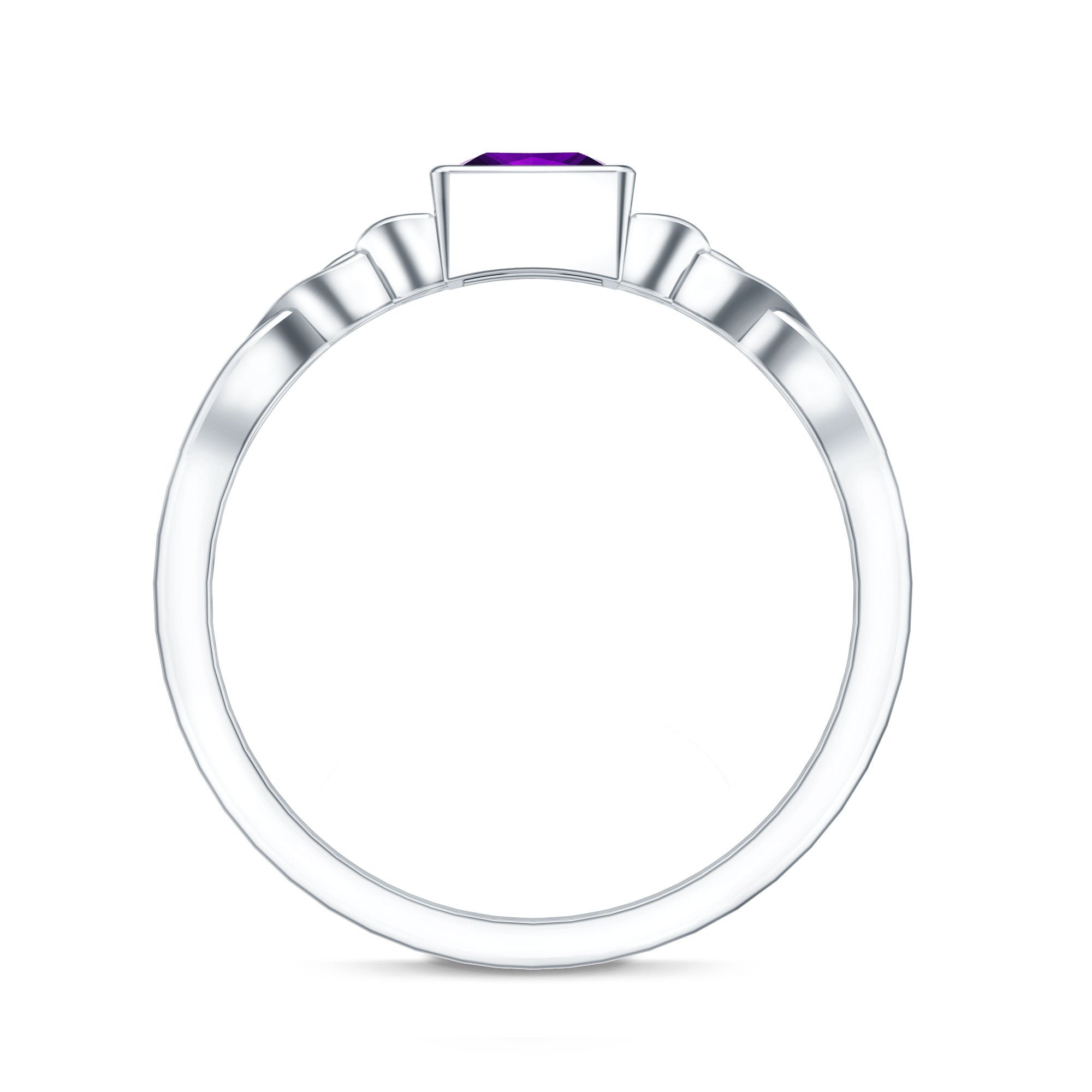 1.2 Carat Princess Cut Amethyst Promise Ring with Celtic Knot AAA - Rosec Jewels