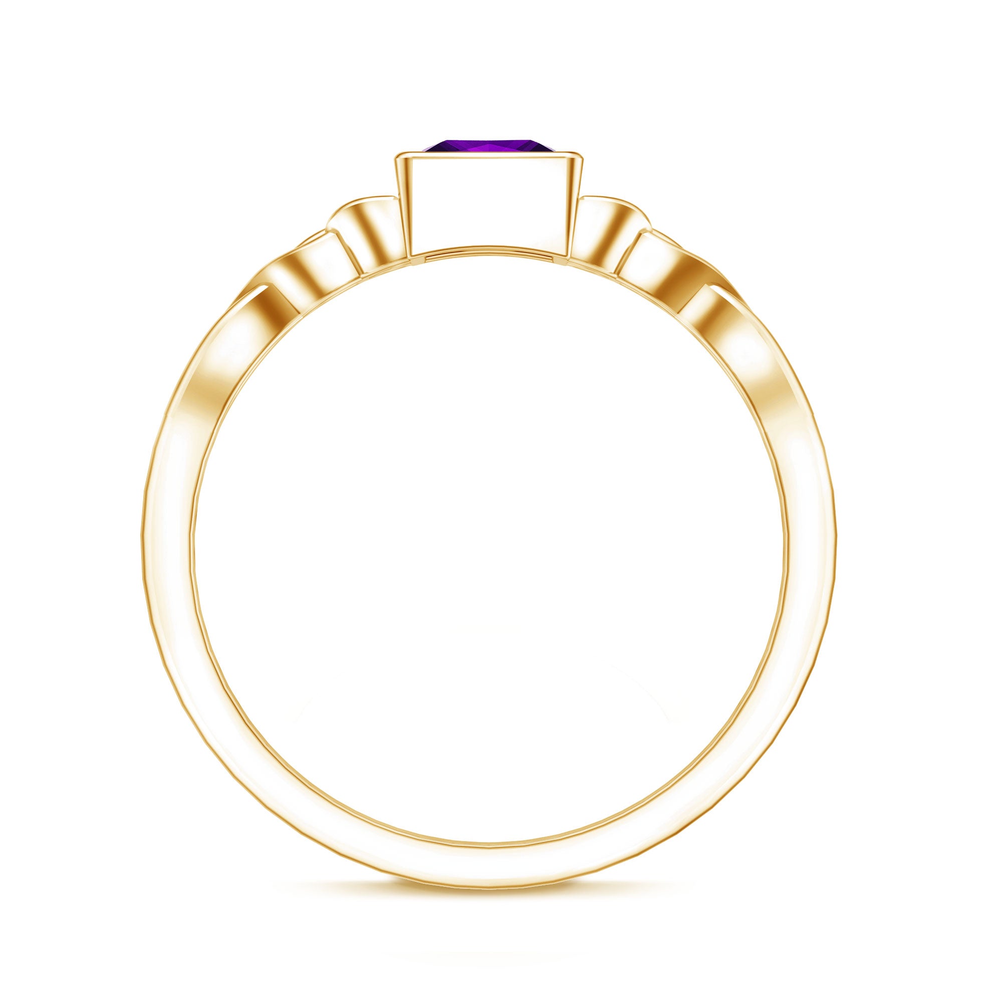 1.2 Carat Princess Cut Amethyst Promise Ring with Celtic Knot AAA - Rosec Jewels