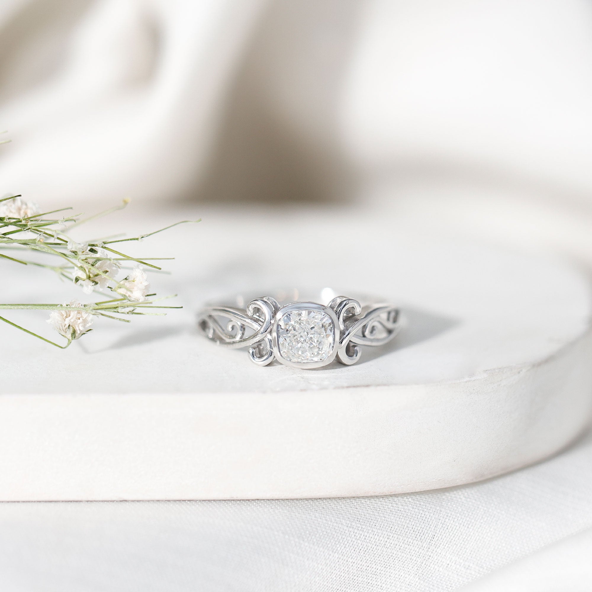 1.7 Carat Lab Grown Diamond Cushion Engagement Ring Lab - ( EF-VS ) - Rosec Jewels