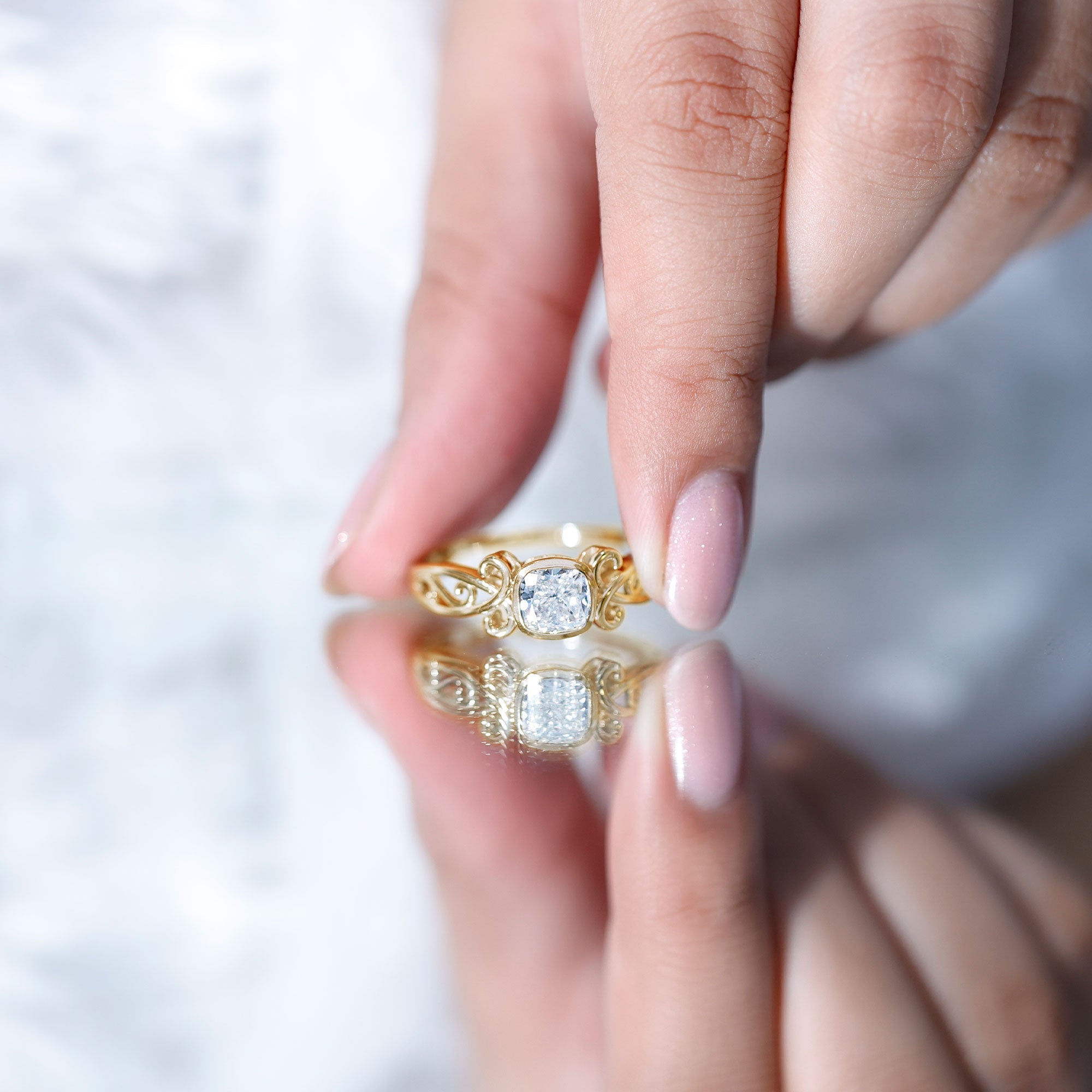 1.7 Carat Lab Grown Diamond Cushion Engagement Ring Lab - ( EF-VS ) - Rosec Jewels