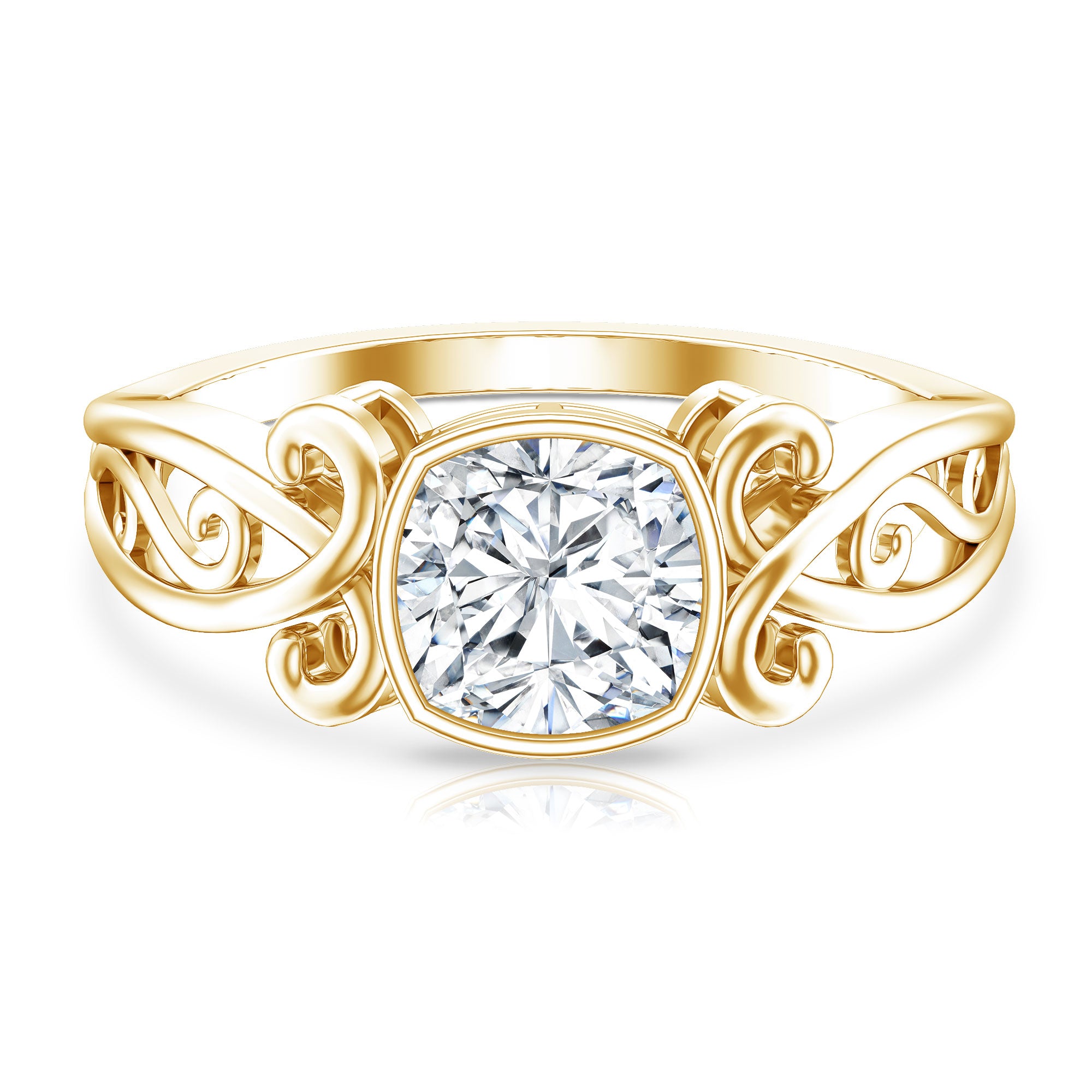 1 Carat Lab Grown Diamond Cushion Engagement Ring Lab - ( EF-VS ) - Rosec Jewels