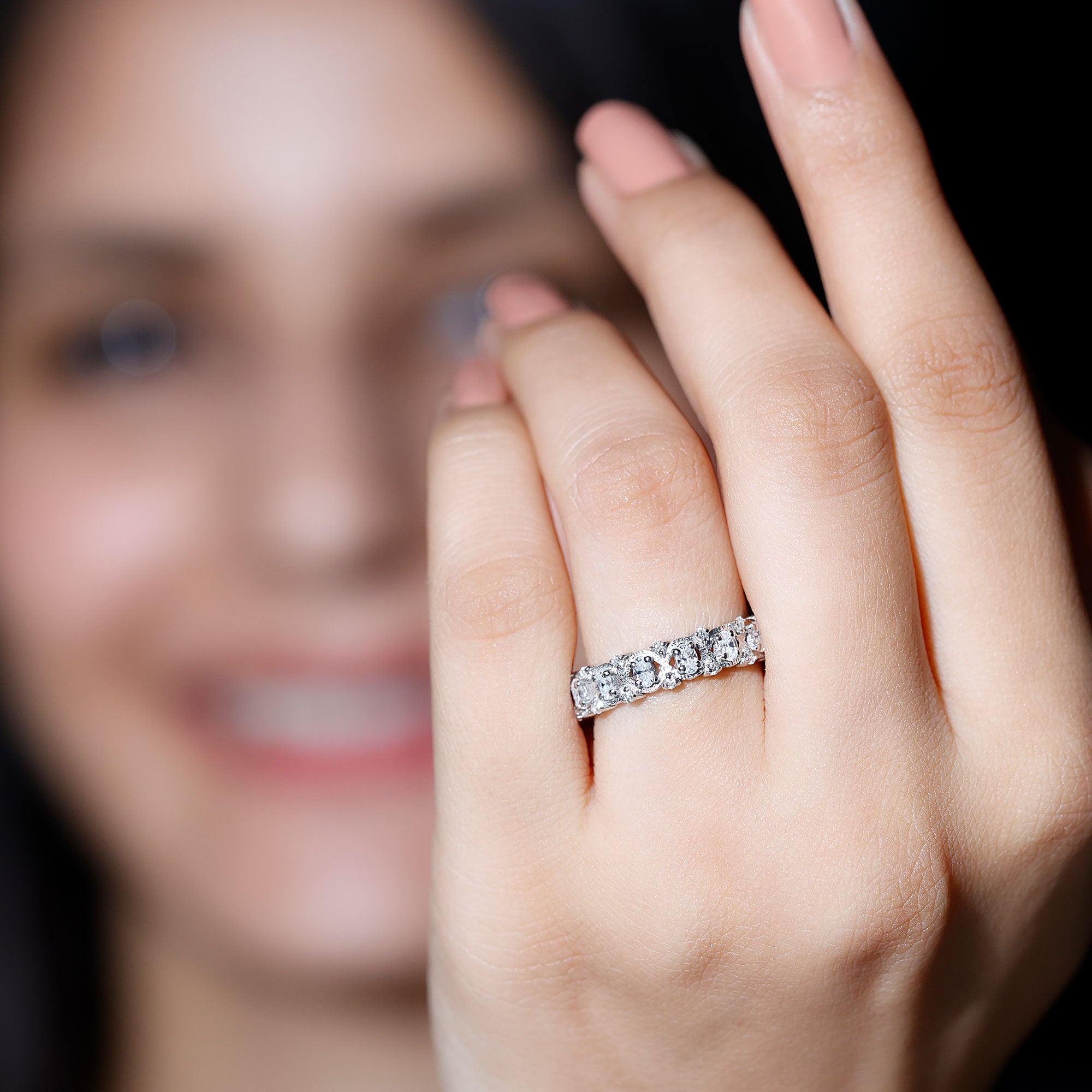 Full Eternity Lab Grown Diamond Wedding Ring For Her Lab - ( EF-VS ) - Rosec Jewels
