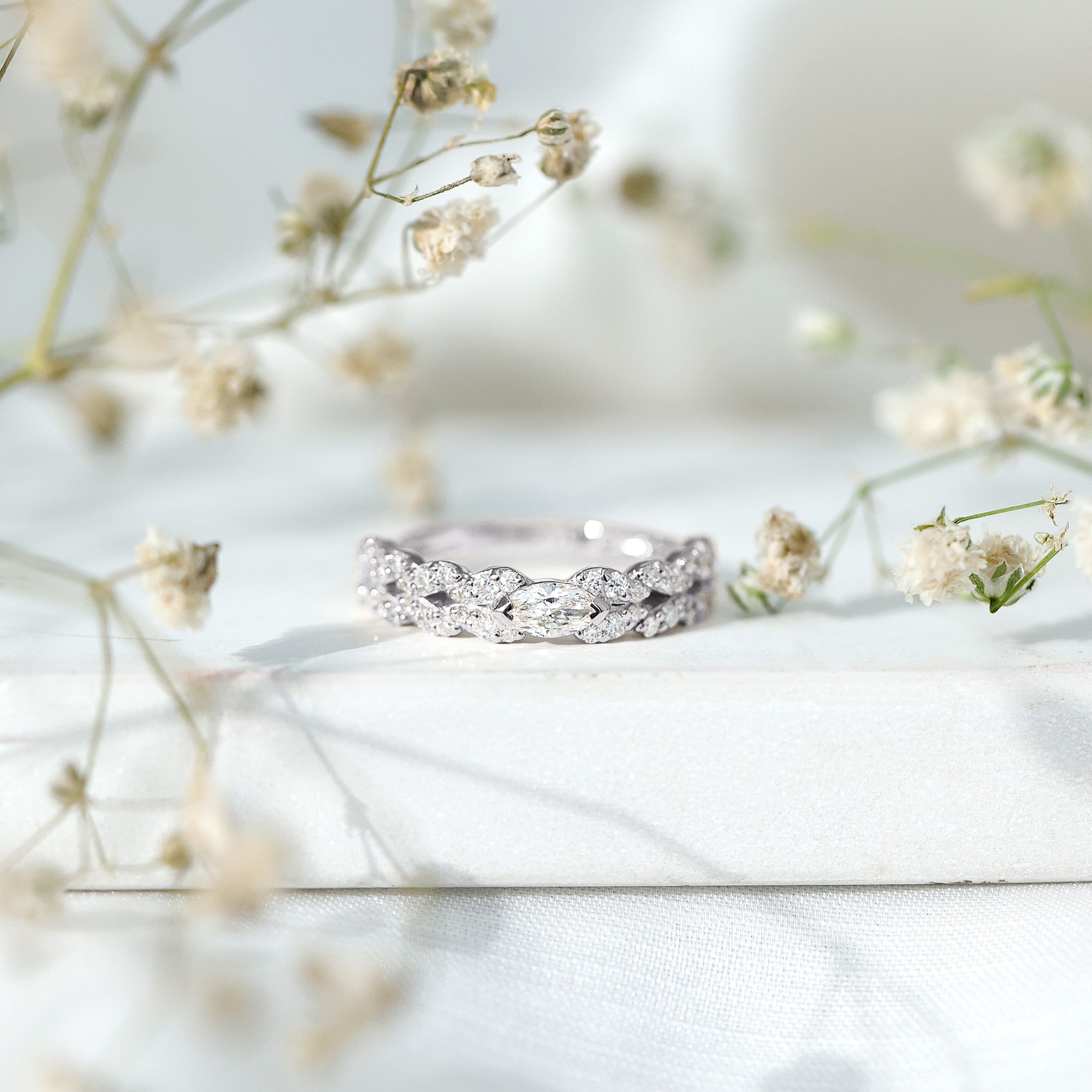 Lab Grown Diamond East West Eternity Ring for Her Lab - ( EF-VS ) - Rosec Jewels