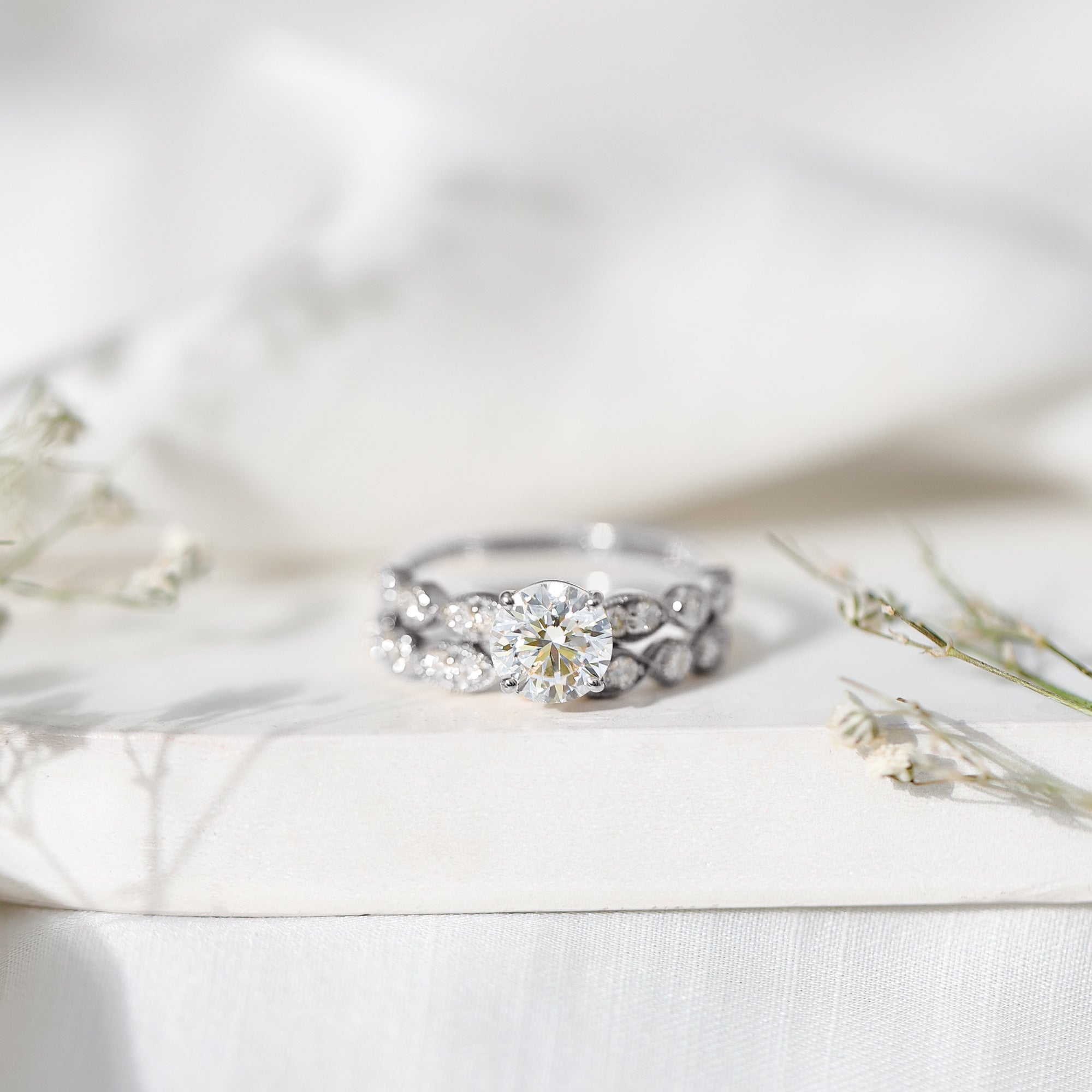 Diamond Designer Marriage Ring Set For Women Lab - ( EF-VS ) - Rosec Jewels