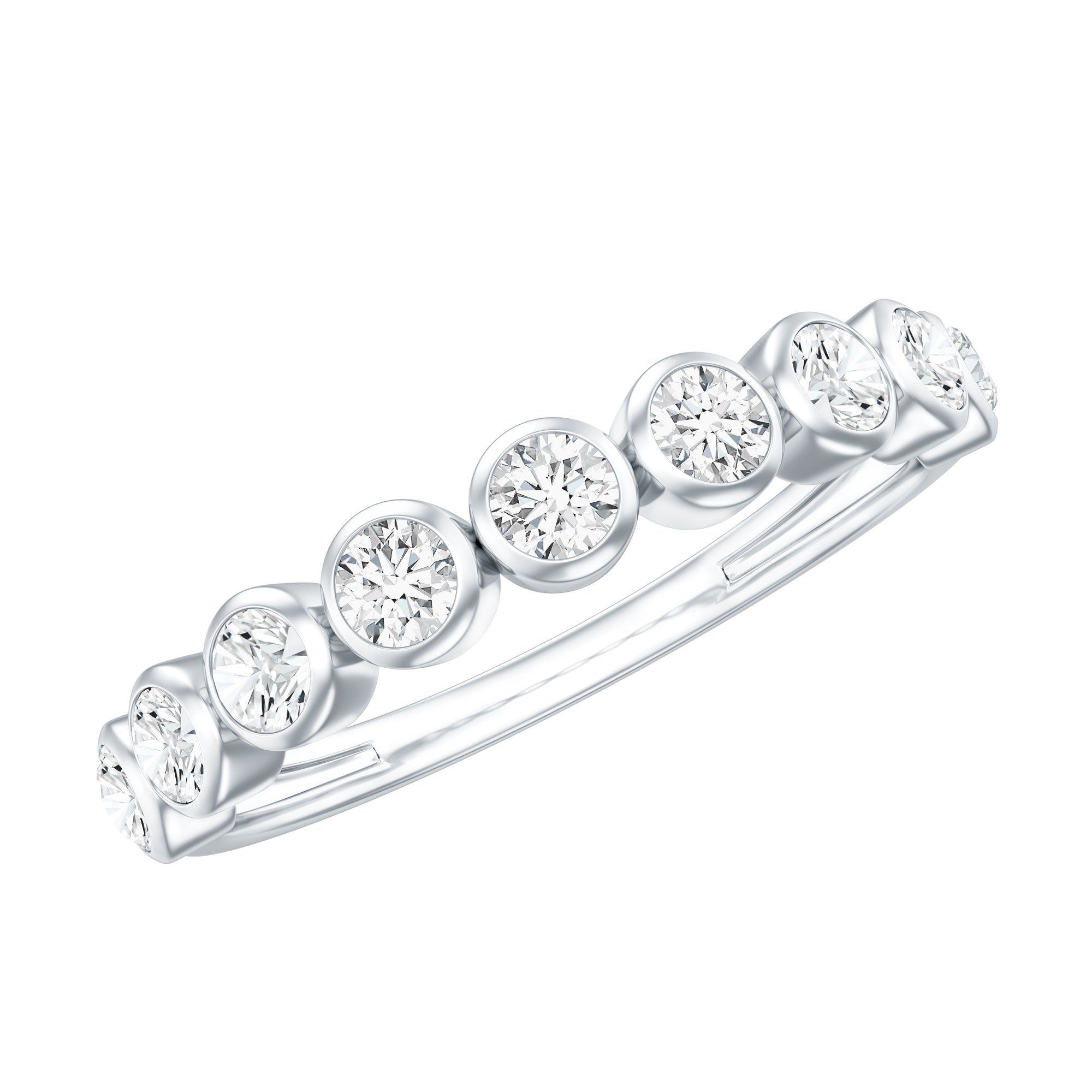 Bezel Set Lab Grown Diamond Half Eternity Ring Lab - ( EF-VS ) - Rosec Jewels