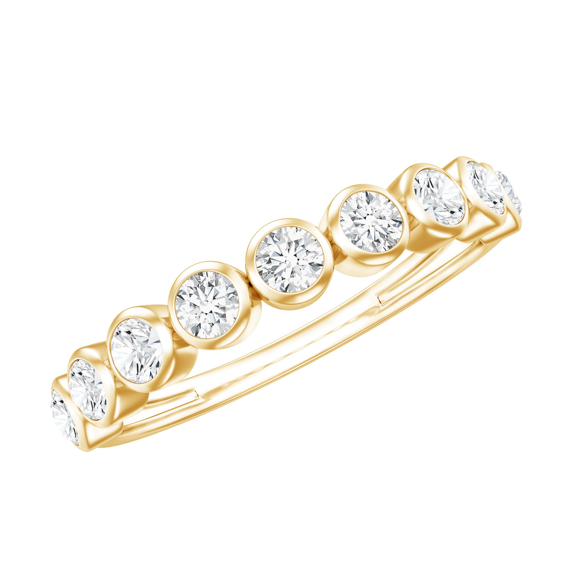 Bezel Set Lab Grown Diamond Half Eternity Ring Lab - ( EF-VS ) - Rosec Jewels
