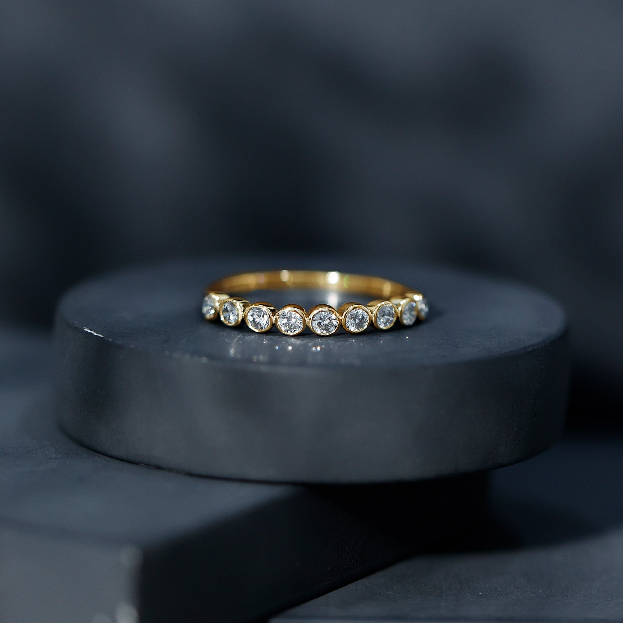 Bezel Set Lab Grown Diamond Half Eternity Ring Lab - ( EF-VS ) - Rosec Jewels