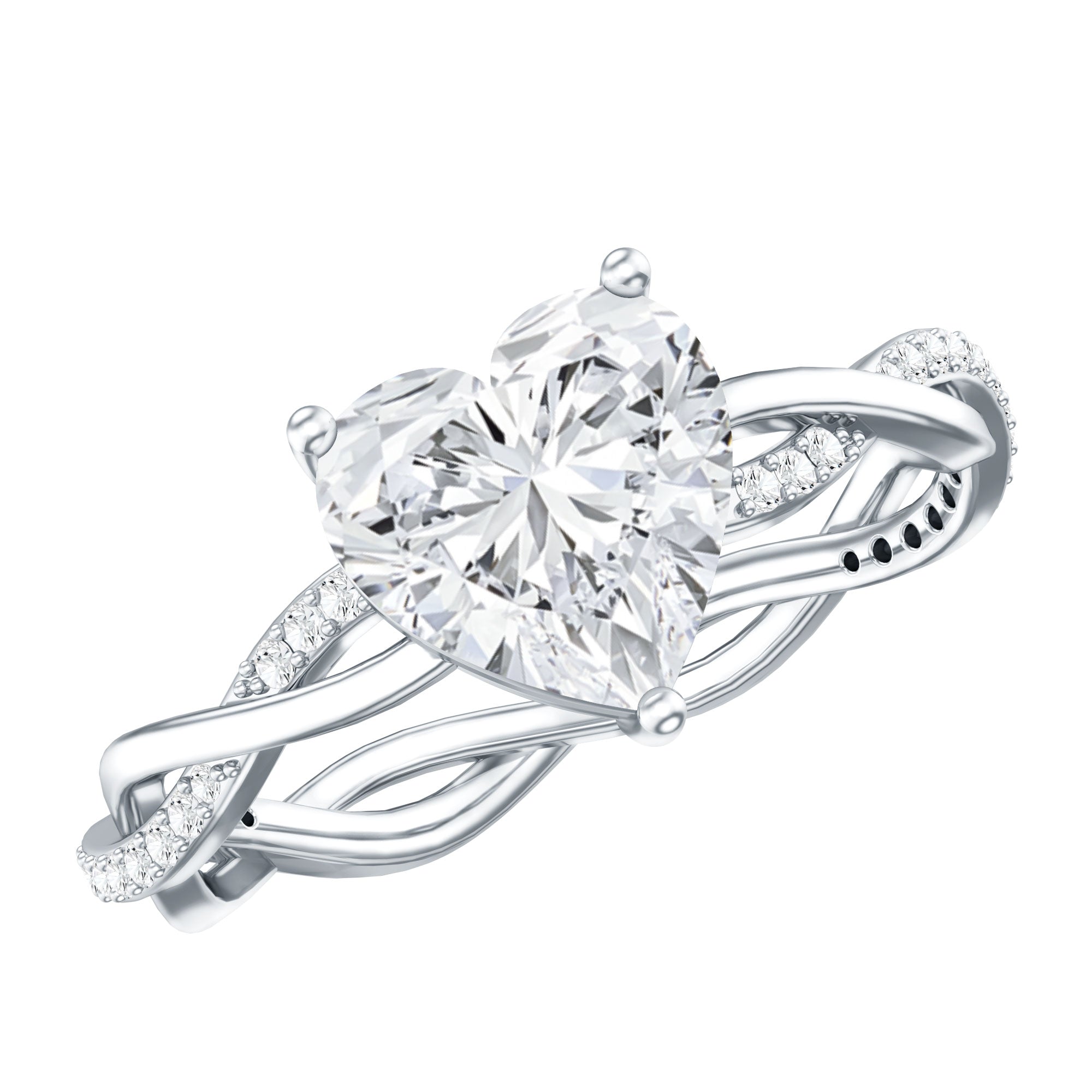 Brilliant Cut Lab Grown Diamond Heart Shape Engagement Ring Lab - ( EF-VS ) - Rosec Jewels
