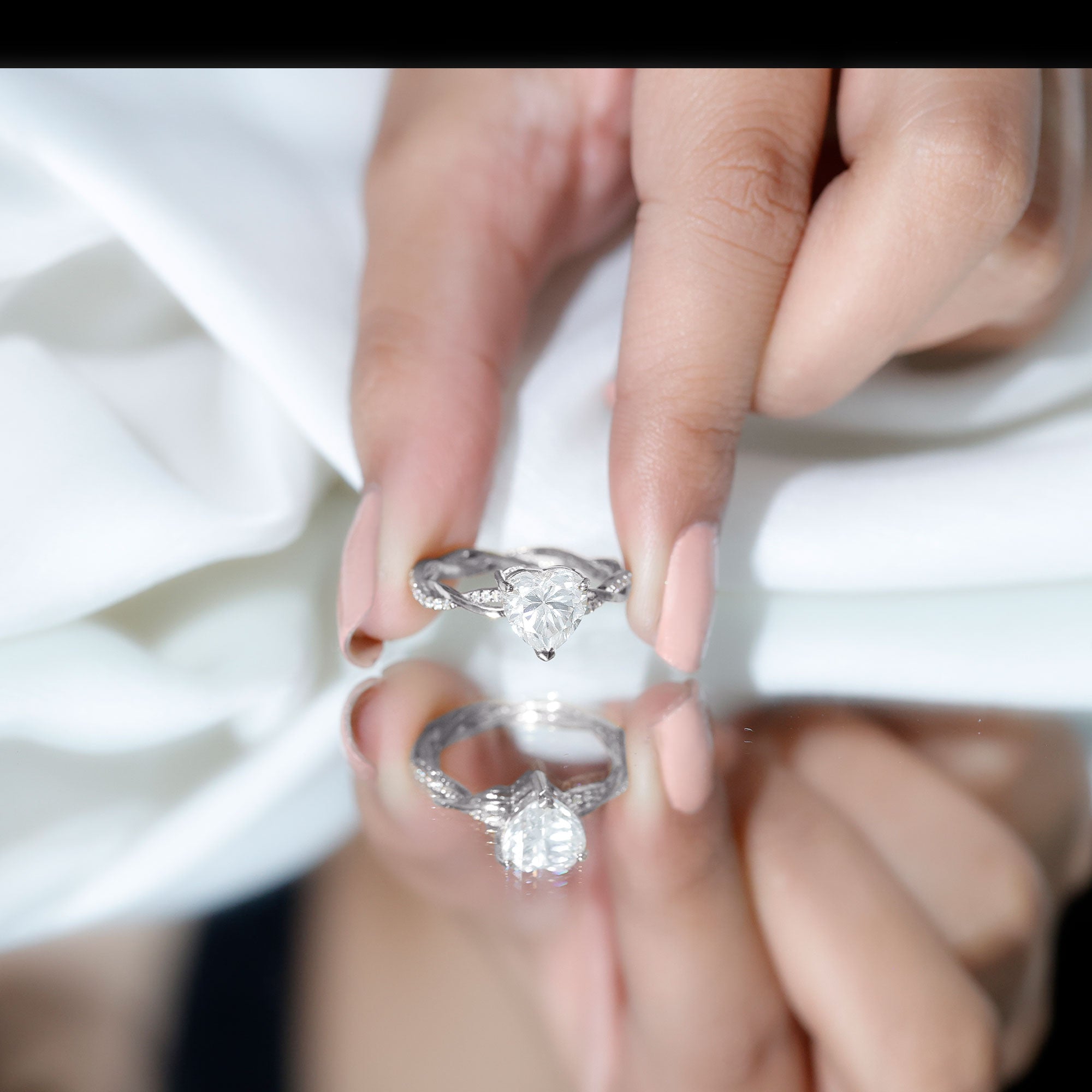 Brilliant Cut Lab Grown Diamond Heart Shape Engagement Ring Lab - ( EF-VS ) - Rosec Jewels