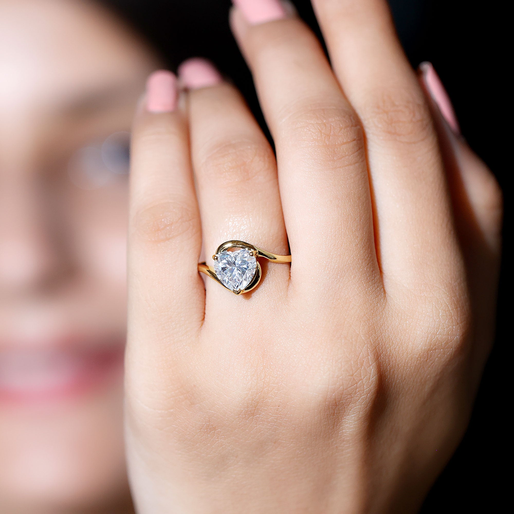 2 Carat Lab Grown Diamond Heart Shape Engagement Ring For Her Lab - ( EF-VS ) - Rosec Jewels