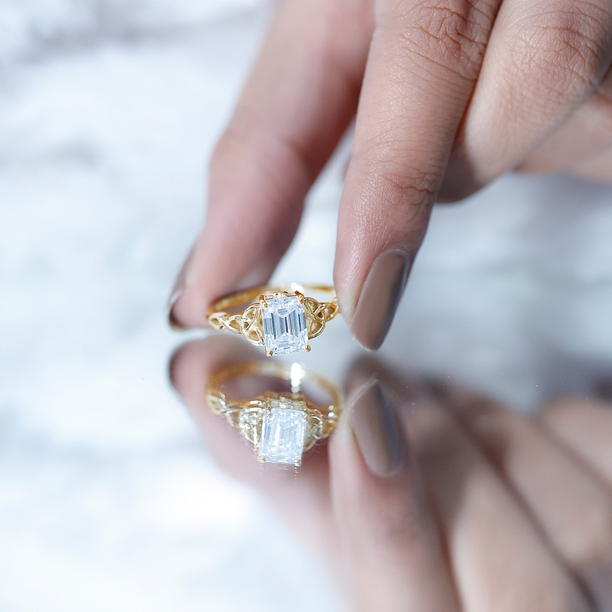 Celtic Design Inspired Lab Grown Diamond Engagement Ring Lab - ( EF-VS ) - Rosec Jewels