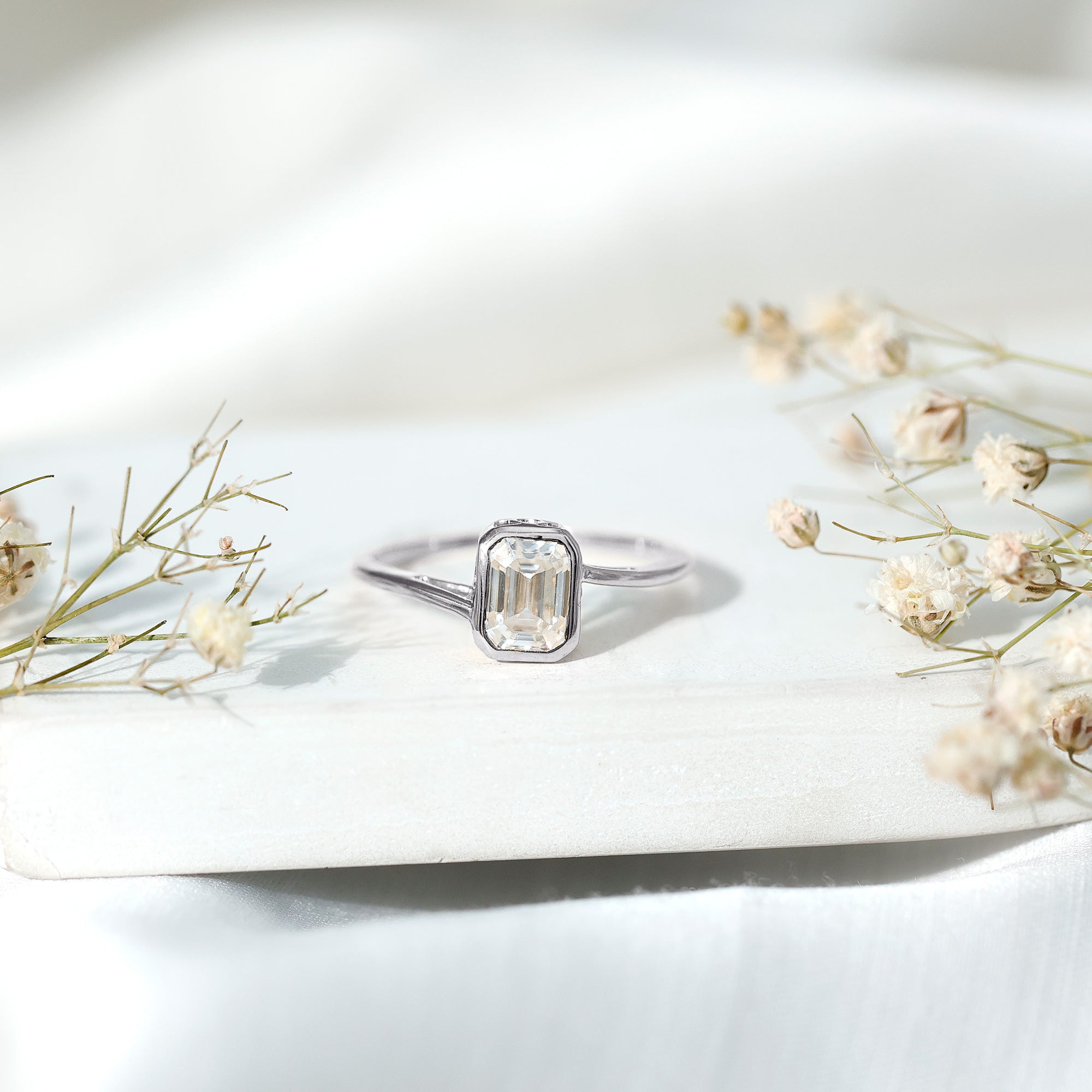 Bezel Set Lab Grown Diamond Bypass Engagement Ring Lab - ( EF-VS ) - Rosec Jewels