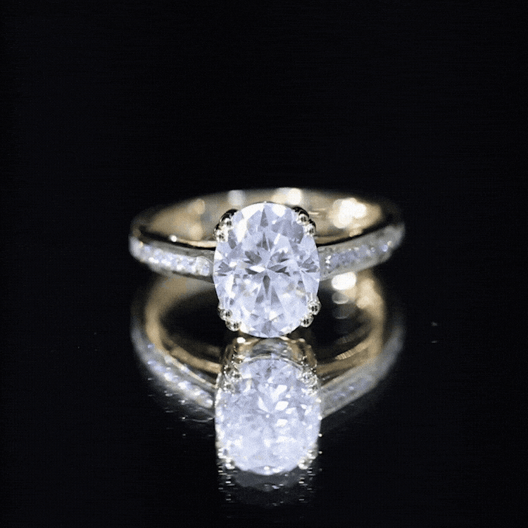 Lab Grown Diamond Timeless Engagement Ring With Side Stones Lab - ( EF-VS ) - Rosec Jewels