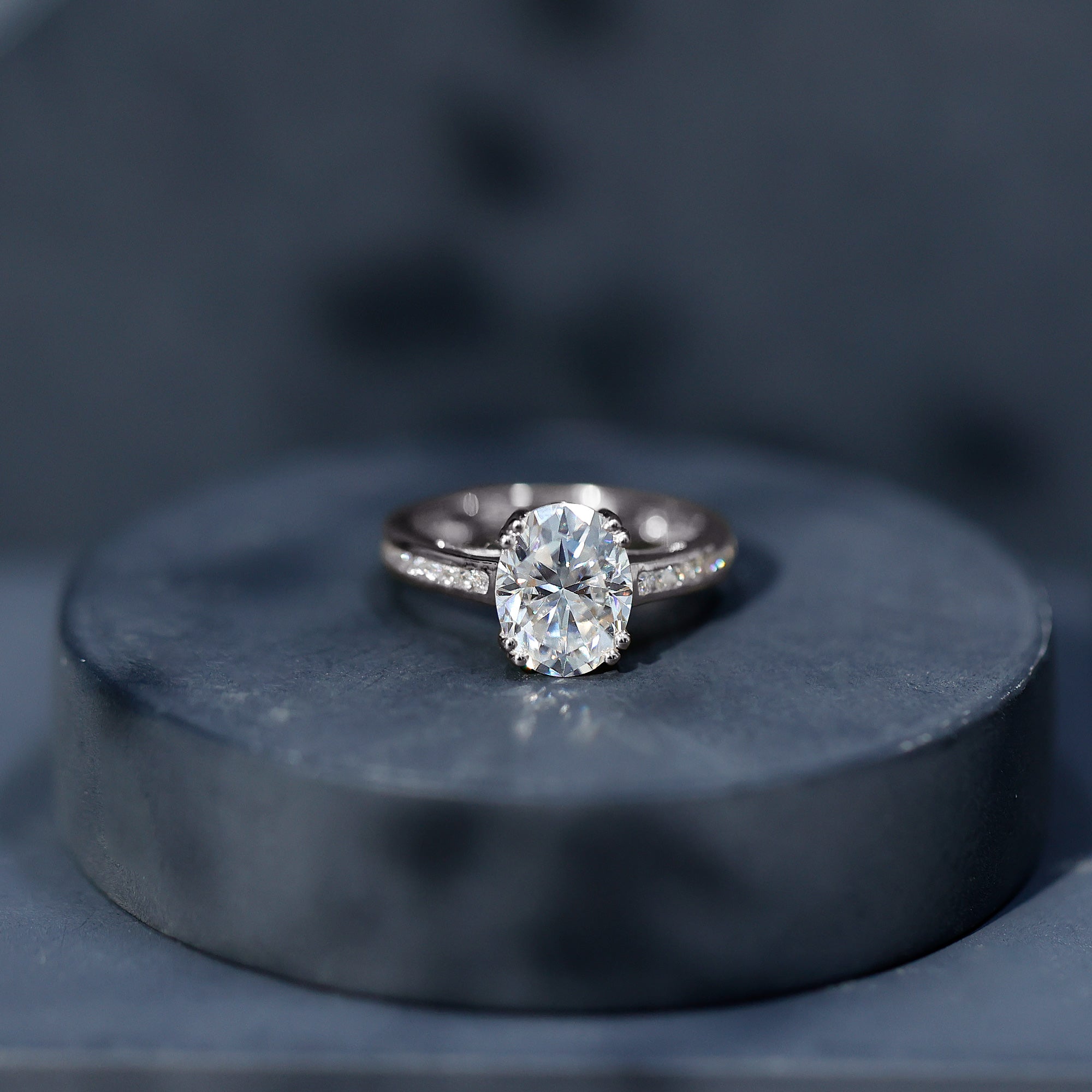 Lab Grown Diamond Timeless Engagement Ring With Side Stones Lab - ( EF-VS ) - Rosec Jewels
