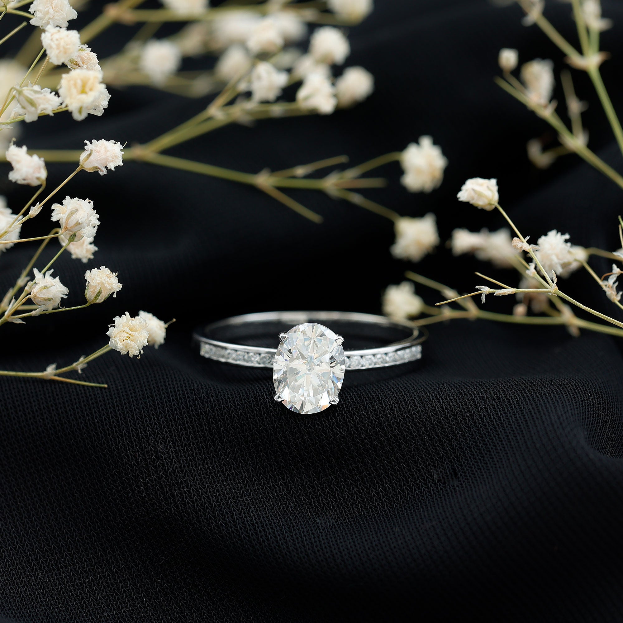 Certified 7X9 MM Lab Grown Diamond Oval Engagement Ring Lab - ( EF-VS ) - Rosec Jewels