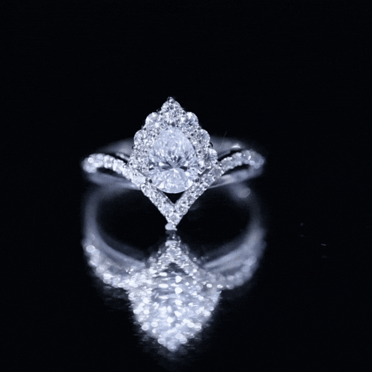 Pear Cut 5X7MM Lab Grown Diamond Designer Engagement Ring Lab - ( EF-VS ) - Rosec Jewels