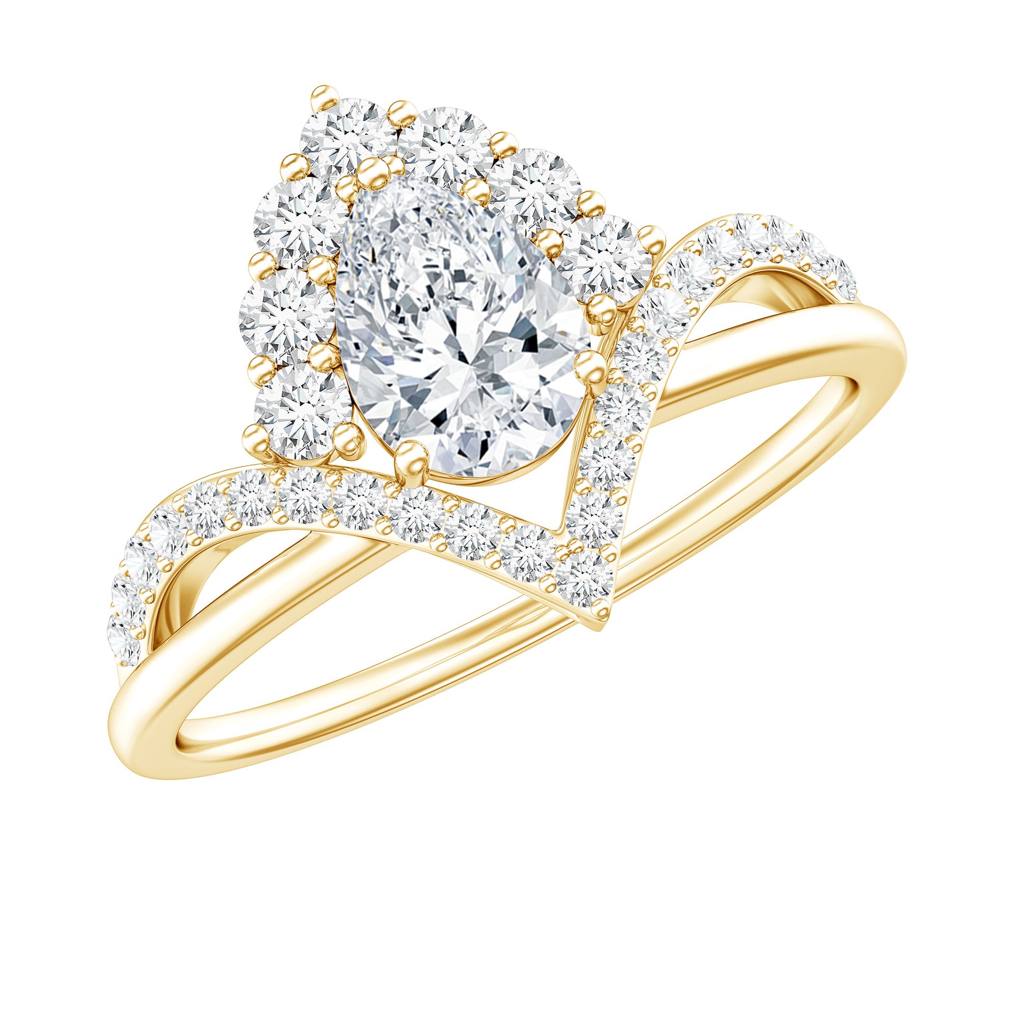 Pear Cut 5X7MM Lab Grown Diamond Designer Engagement Ring Lab - ( EF-VS ) - Rosec Jewels
