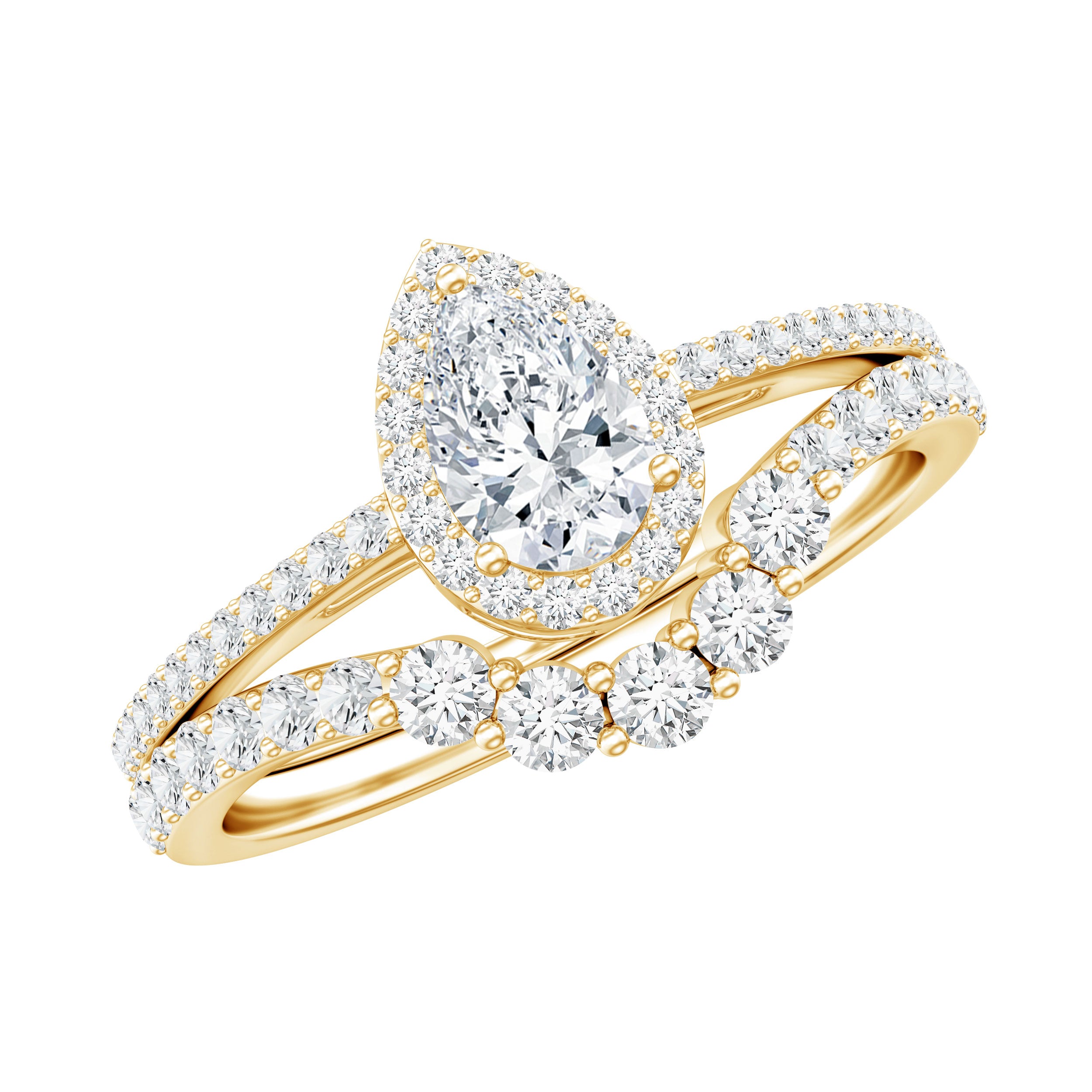 Lab Grown Diamond Designer Bridal Ring Set for Her Lab - ( EF-VS ) - Rosec Jewels