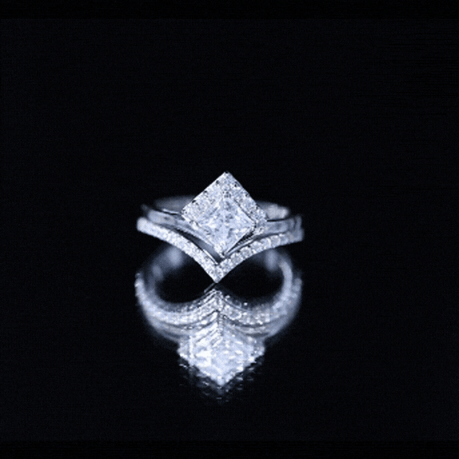 Lab Grown Diamond Princess Cut Engagement Ring With Ring Guard Lab - ( EF-VS ) - Rosec Jewels