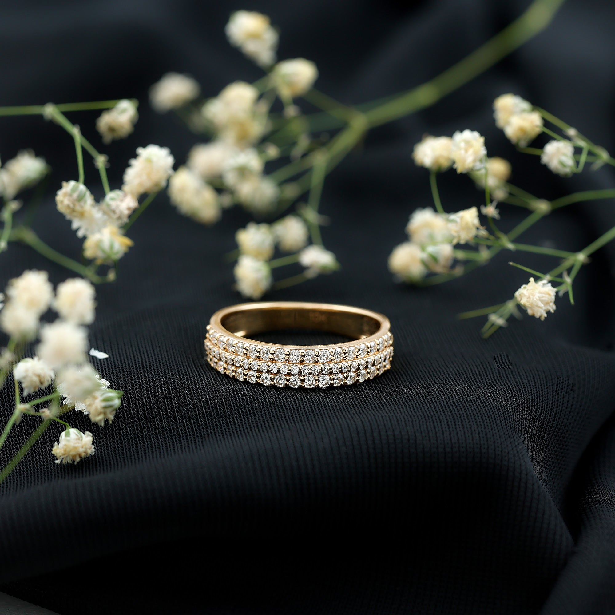 Rosec Jewels-Certified Lab Grown Diamond 3 Row Wedding Band