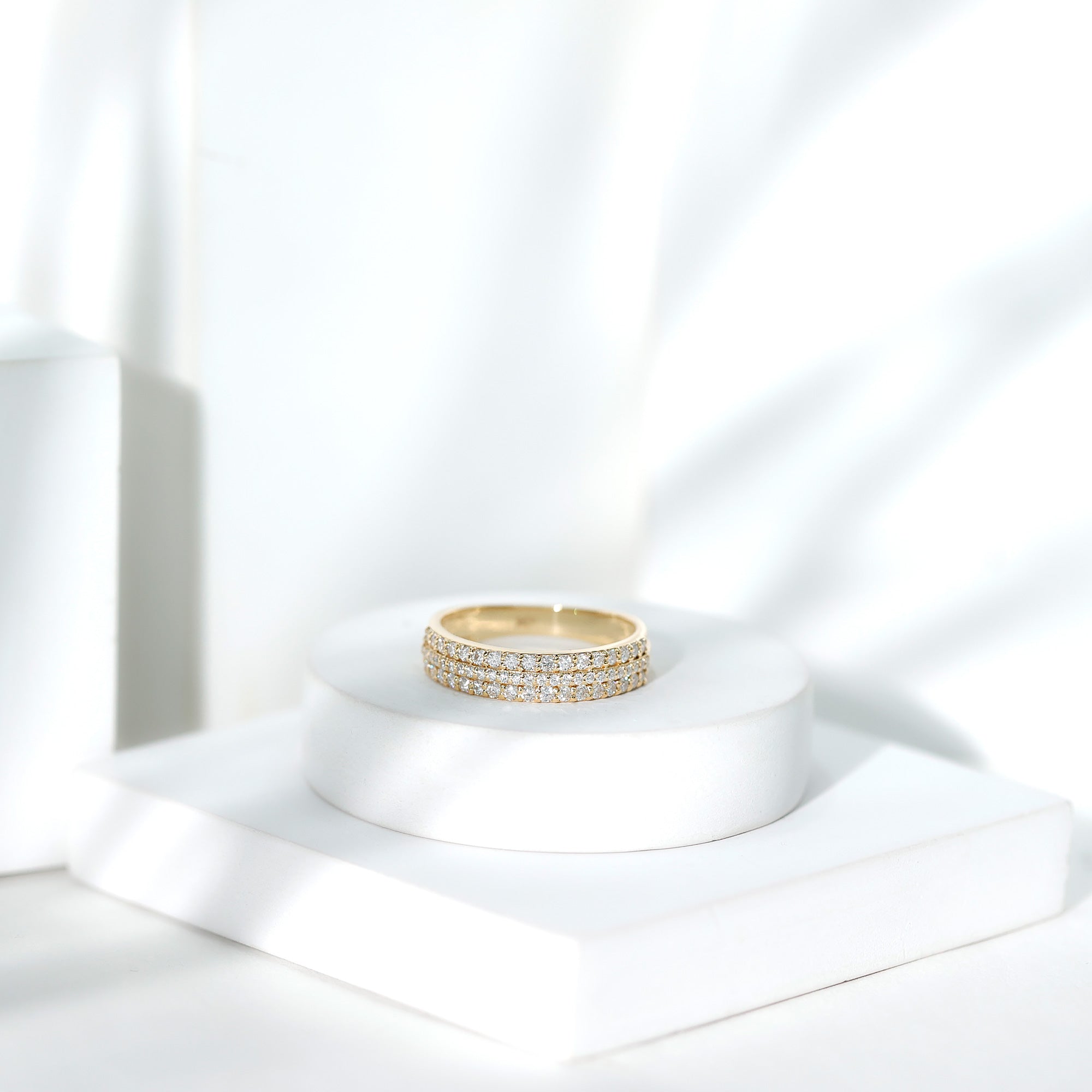 Certified Lab Grown Diamond 3 Row Wedding Band Lab - ( EF-VS ) - Rosec Jewels