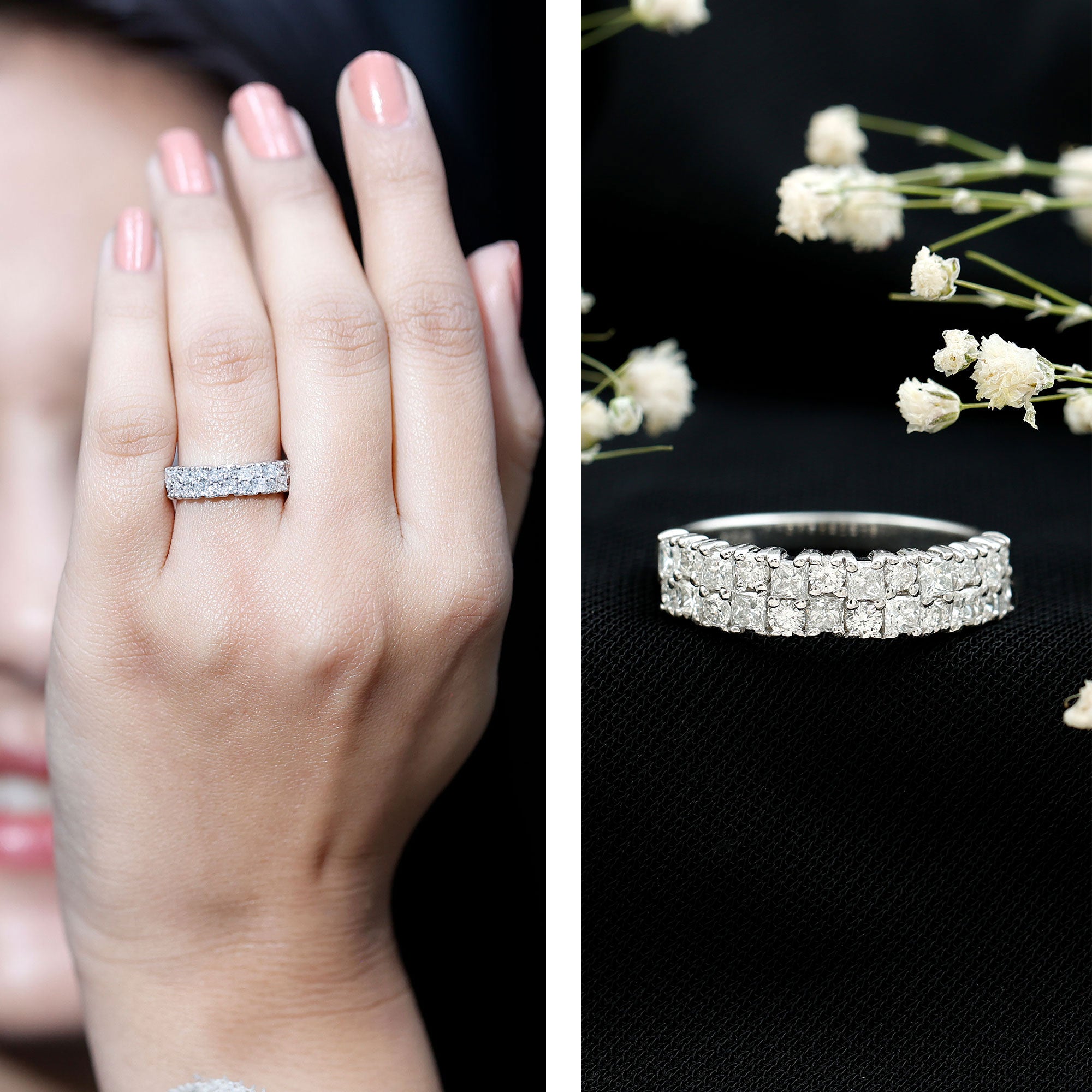 Lab Grown Diamond Wedding Anniversary Ring With Certificate Lab - ( EF-VS ) - Rosec Jewels