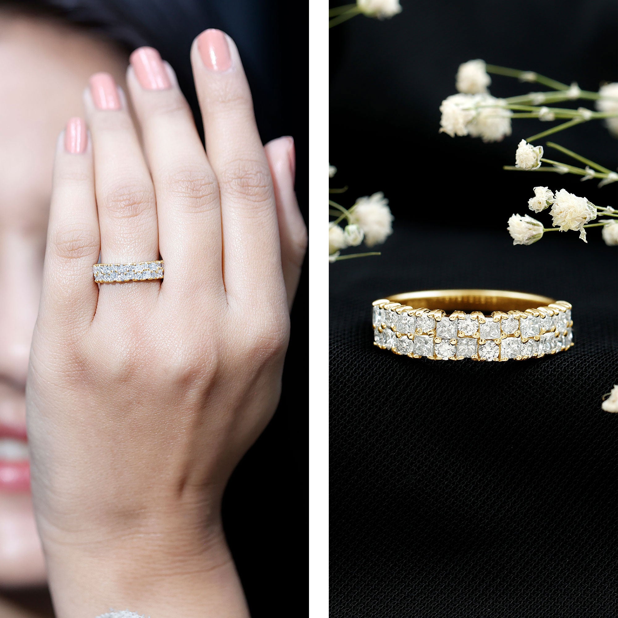 Lab Grown Diamond Wedding Anniversary Ring With Certificate Lab - ( EF-VS ) - Rosec Jewels